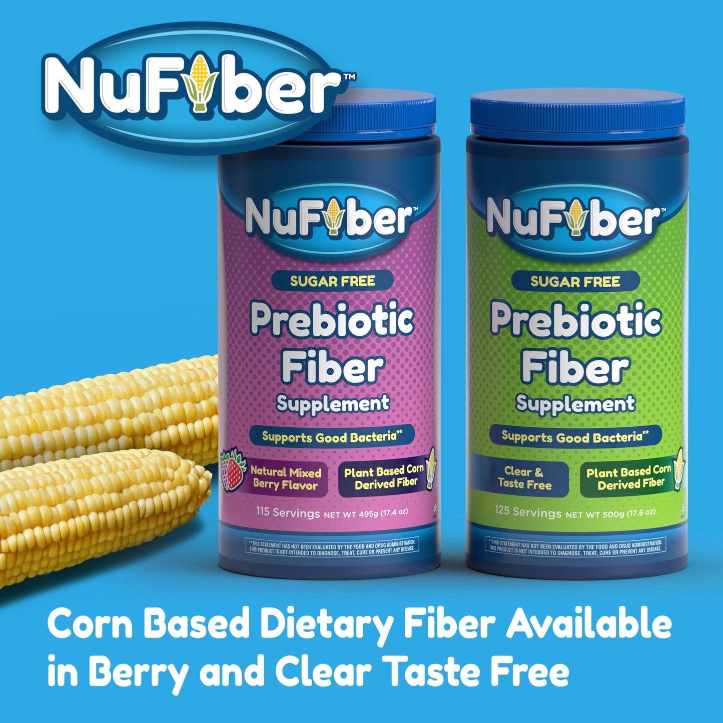 NuFiber Fiber Supplement, Daily Prebiotic Fiber, Natural Mixed Berry Flavor, Powder, 17.4 oz