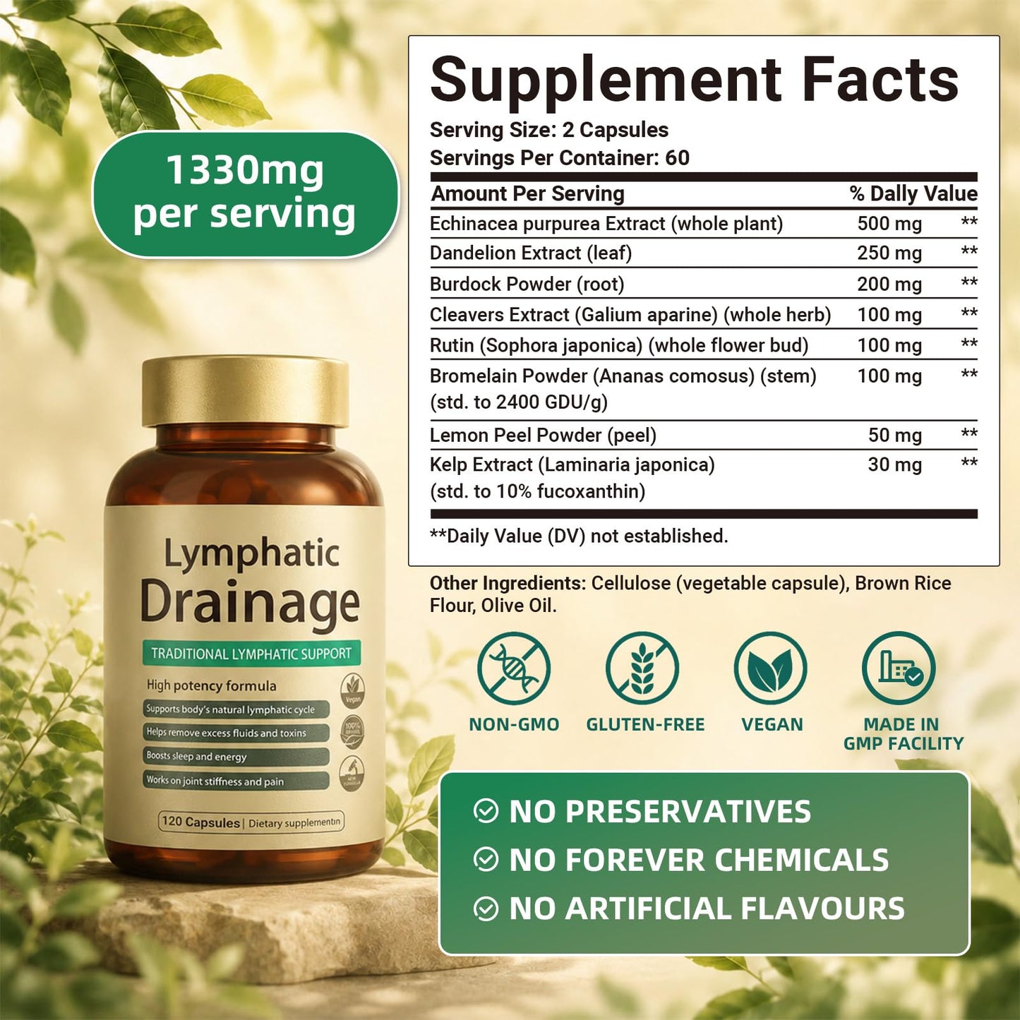 FRZVEO Lymphatic Drainage Capsules 120 Capsules