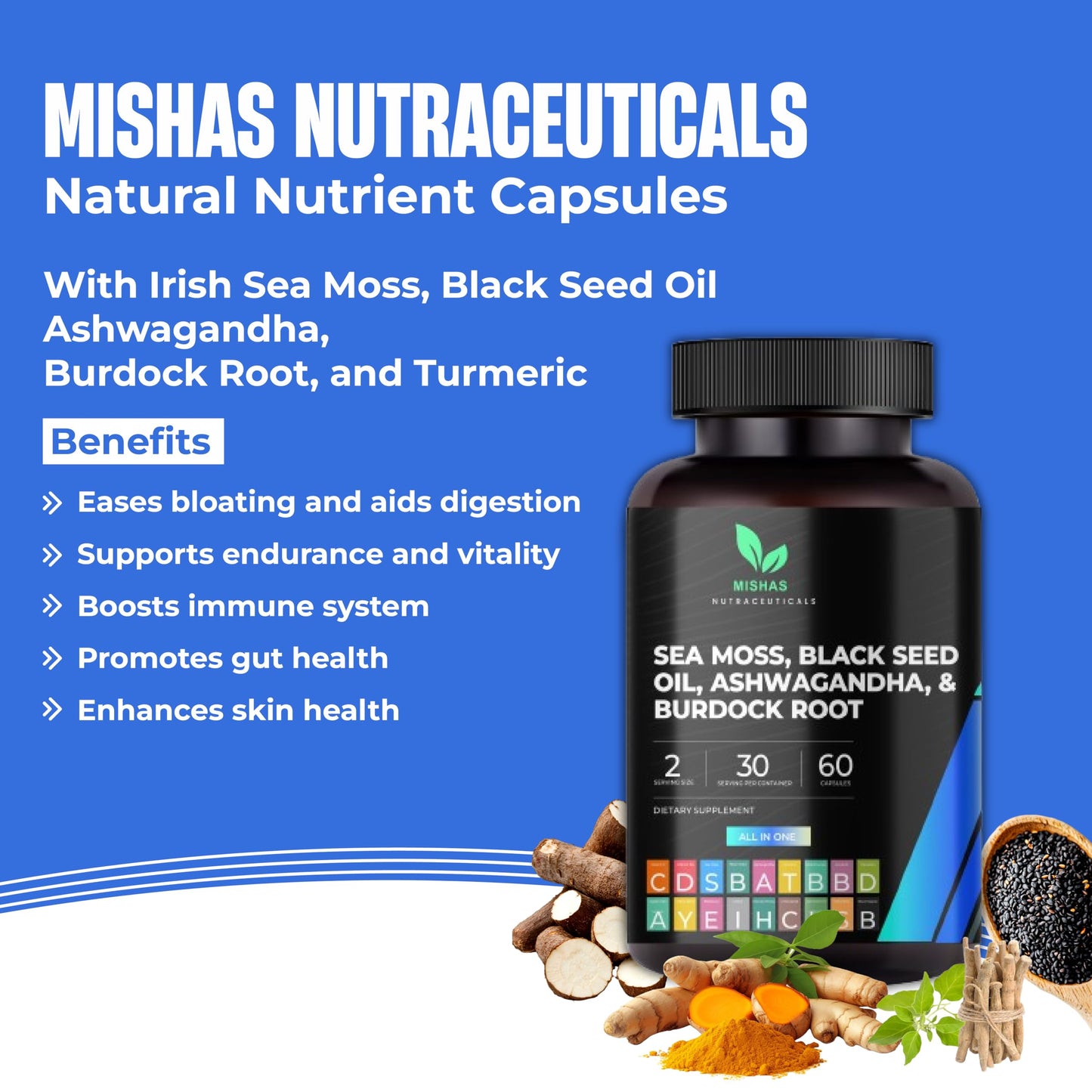 Mishas Sea Moss Blend Capsules 60 Count