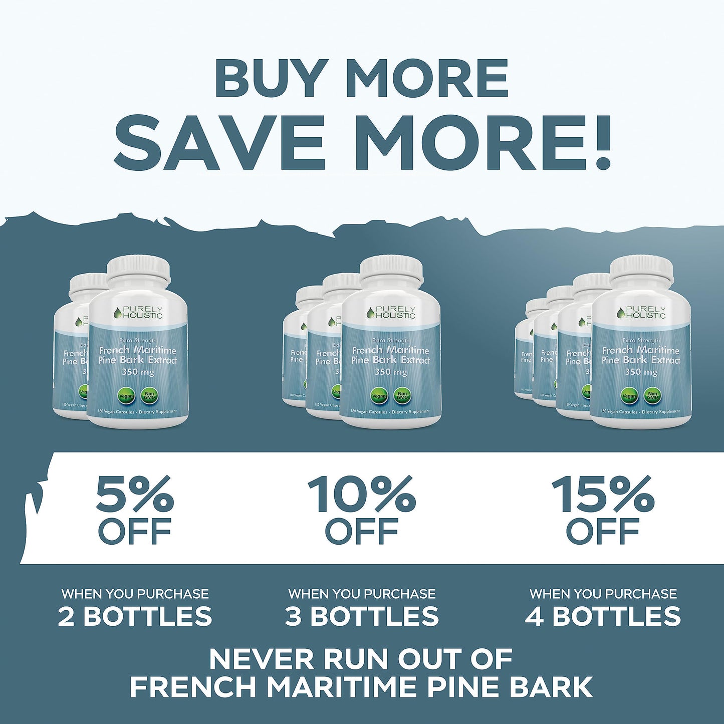 Purely Holistic French Maritime Pine Bark Extract Capsules, 180 Count