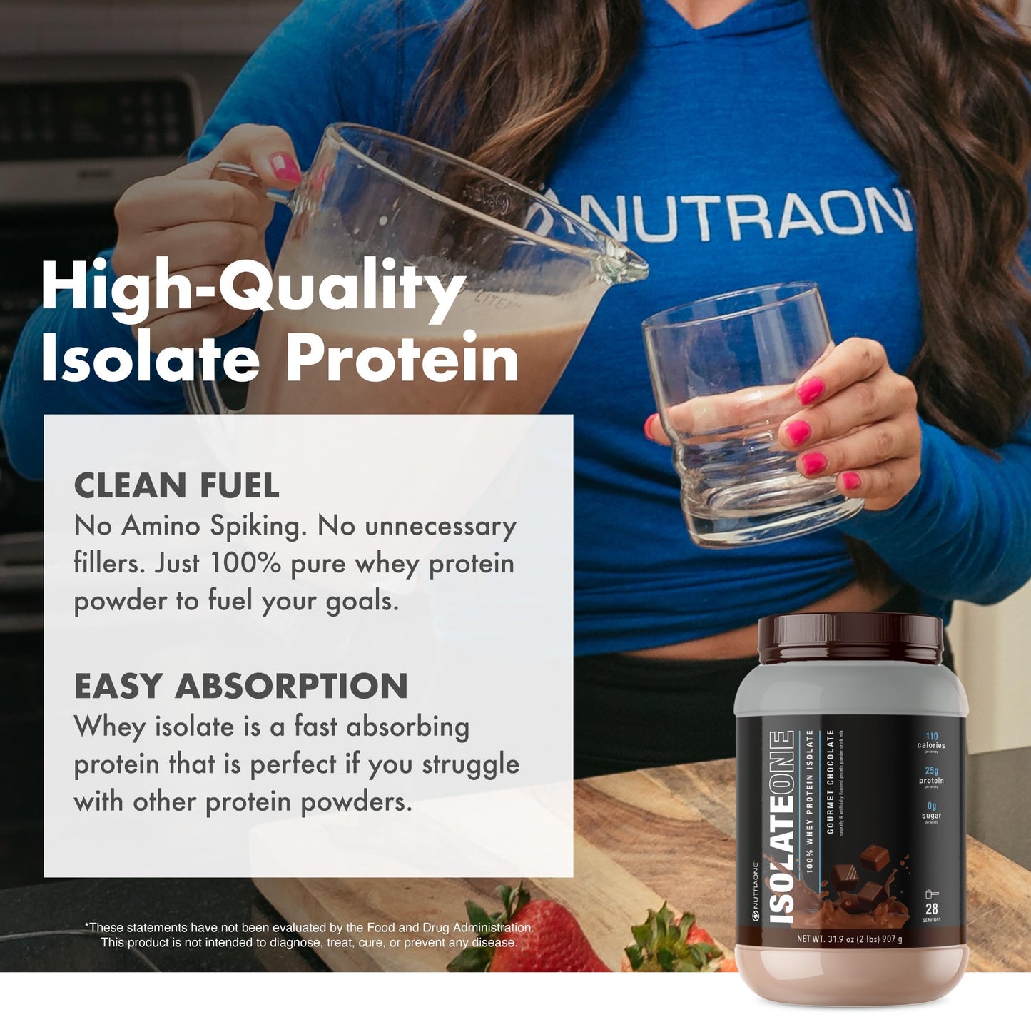 NutraOne IsolateOne Whey Protein Isolate Powder 31.9 Servings