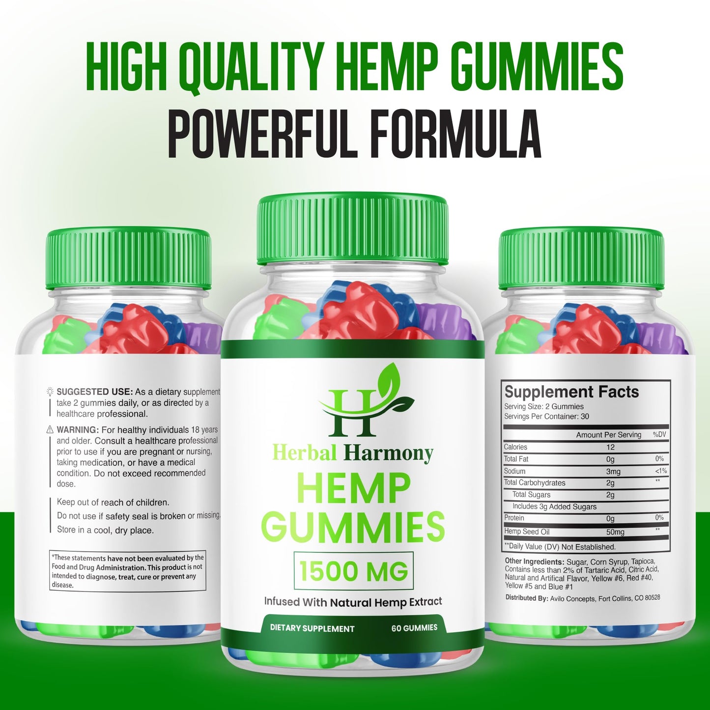 Purvia Herbal Harmony Hemp Gummies 300 Gummies