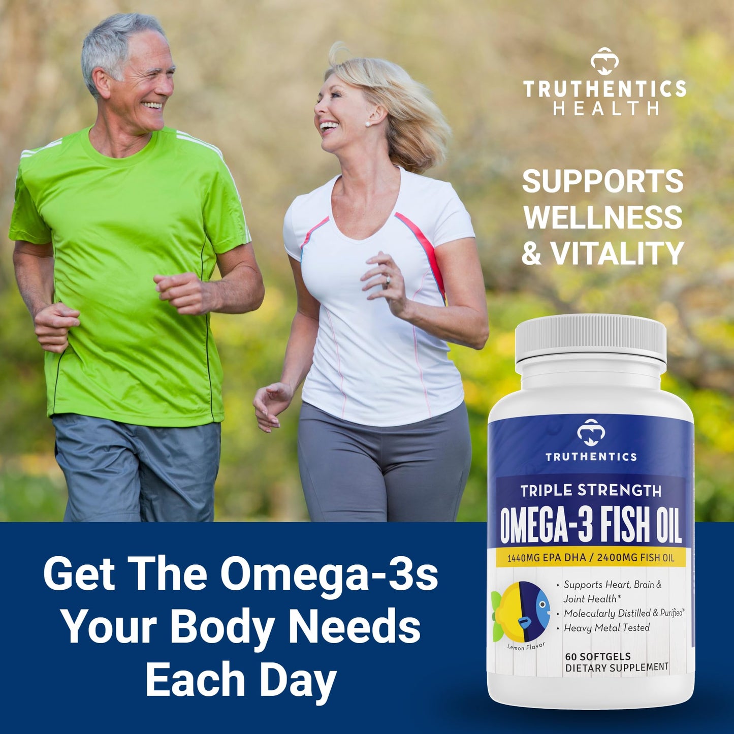 TRUTHENTICS Omega 3 Fish Oil Softgels 60