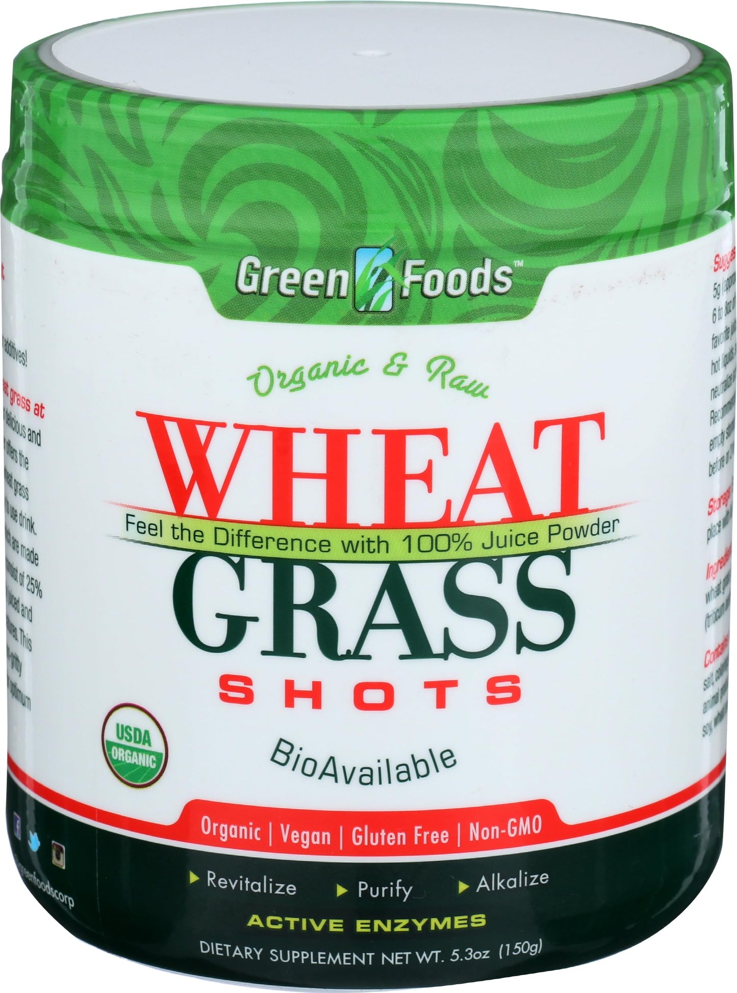 Green Foods Wheat Grass Shots Powder 5.3 oz