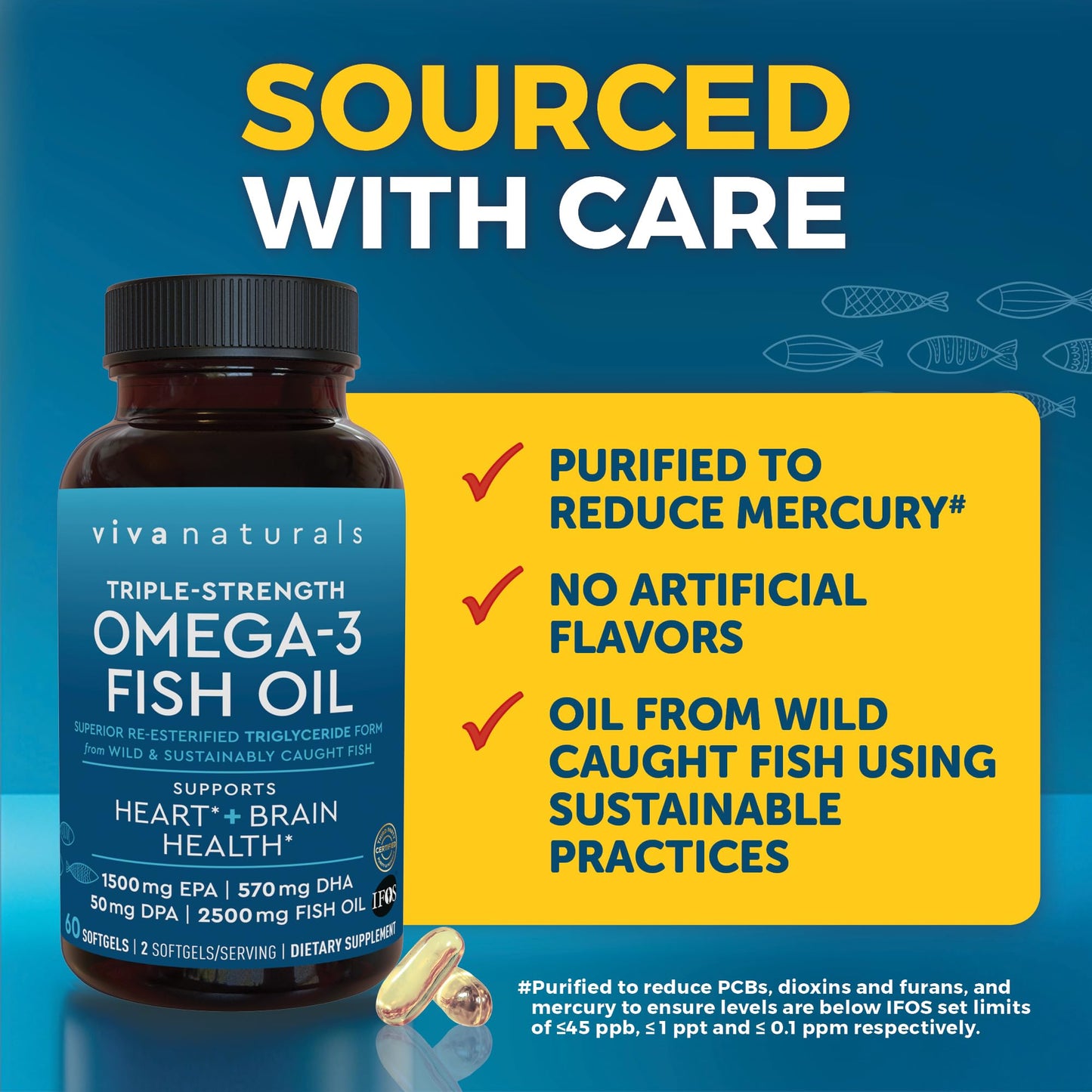 Viva Naturals Omega-3 Fish Oil Softgels 60 Count