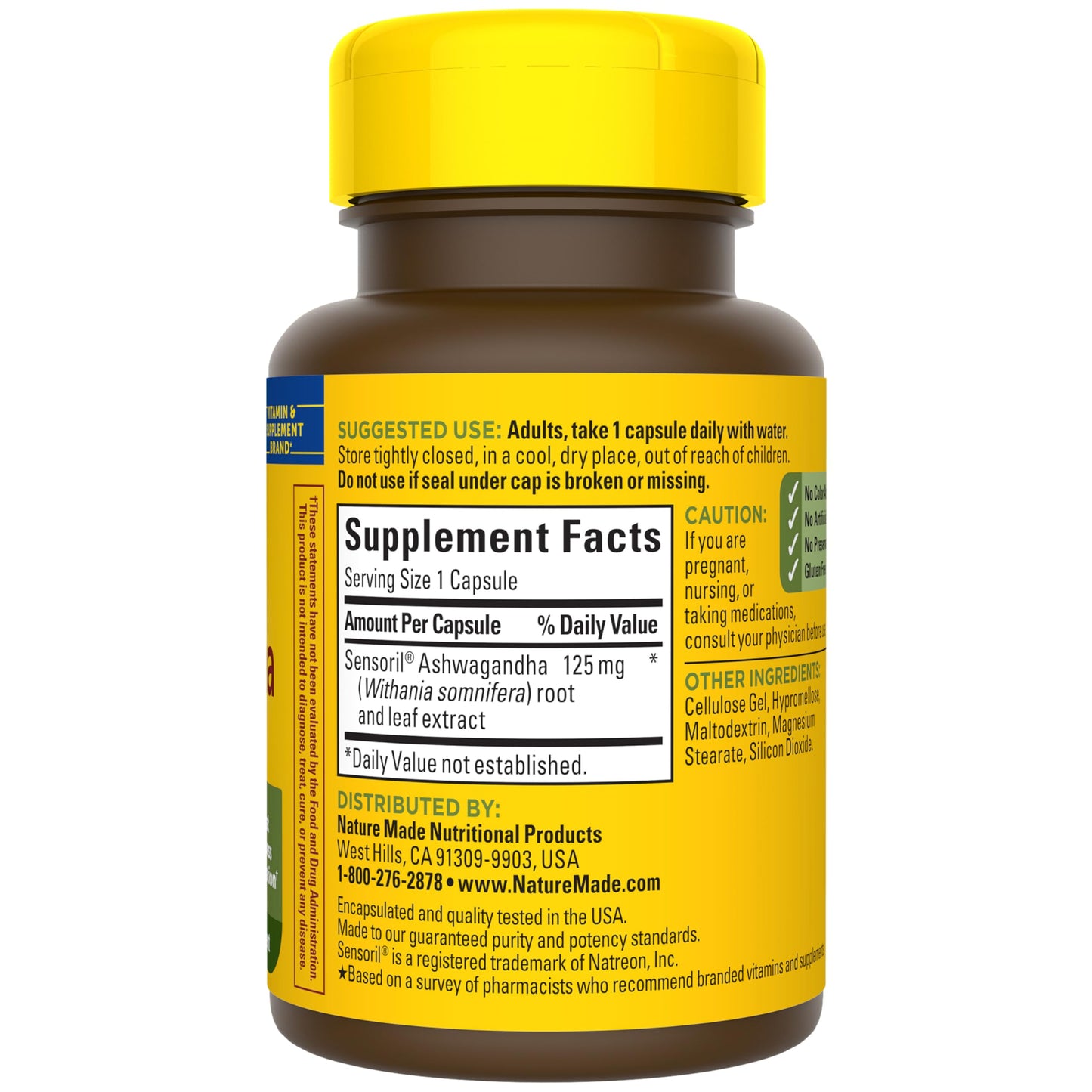 Nature Made Ashwagandha 125mg Capsules, 60 Capsules