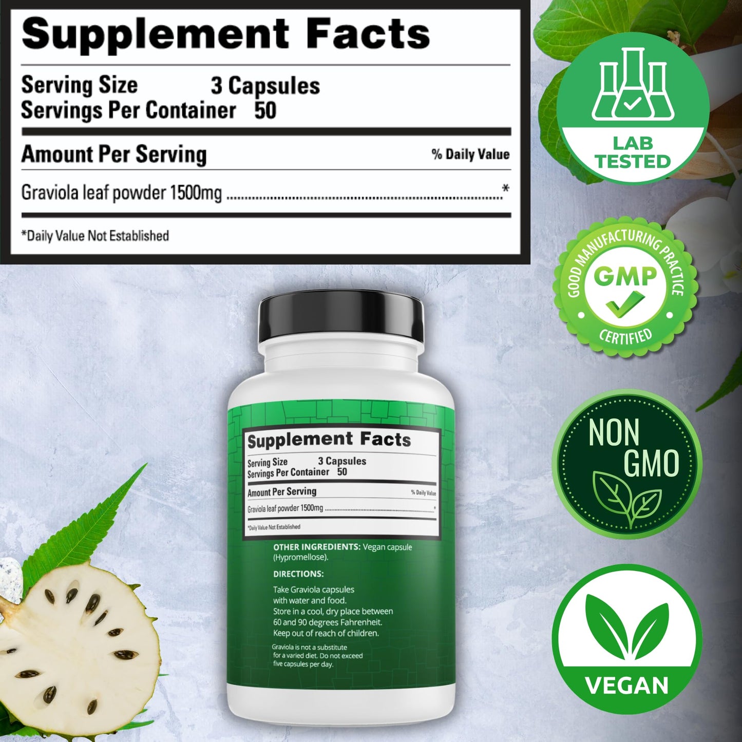 Peruvian Naturals Graviola Soursop Capsules, 150 Count
