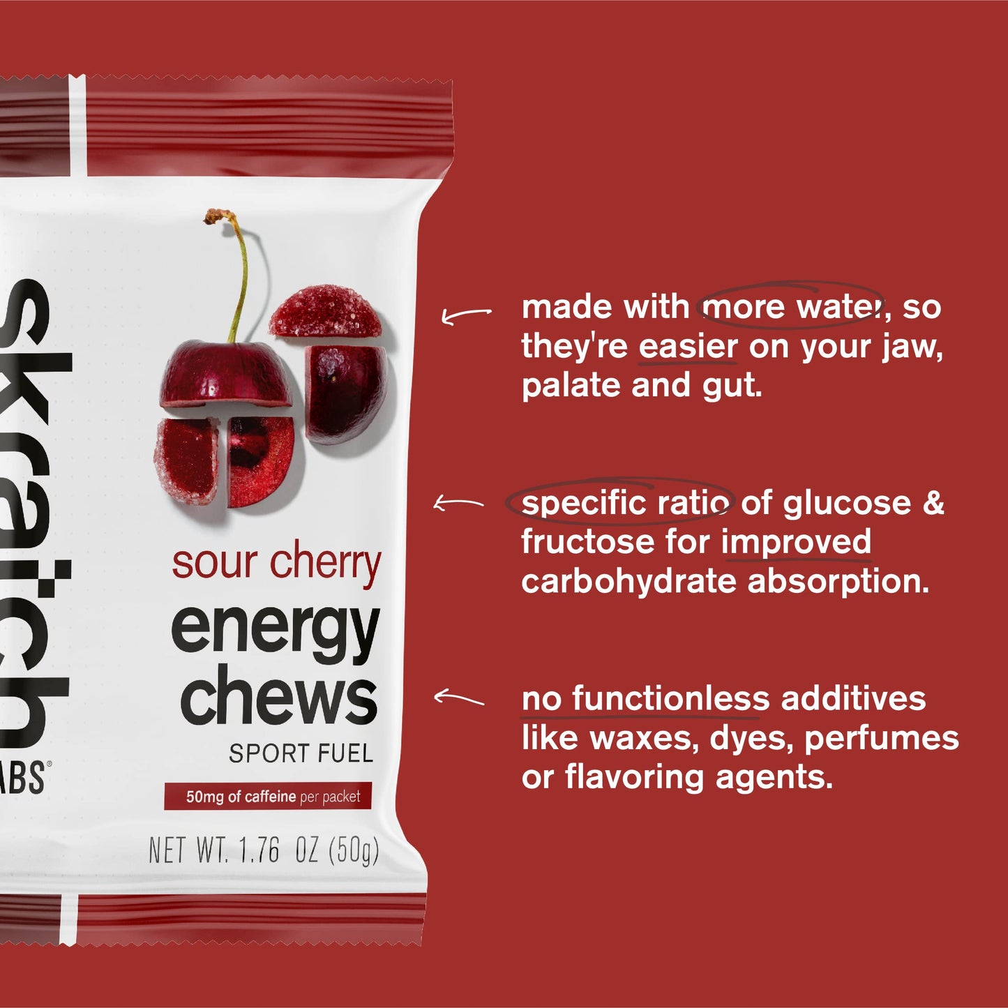 Skratch Labs Energy Chews Gummy Sour Cherry 10 Pack