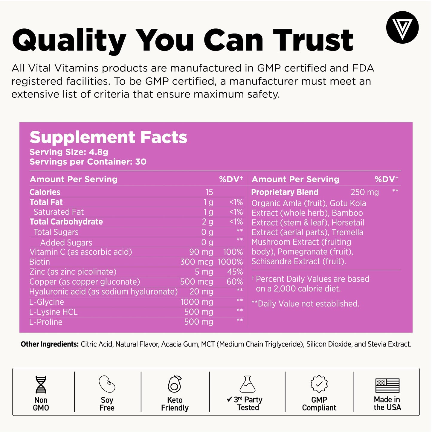Vital Vitamins Vegan Collagen Booster Powder with Amino Acids & Vitamin C, 5 Ounce