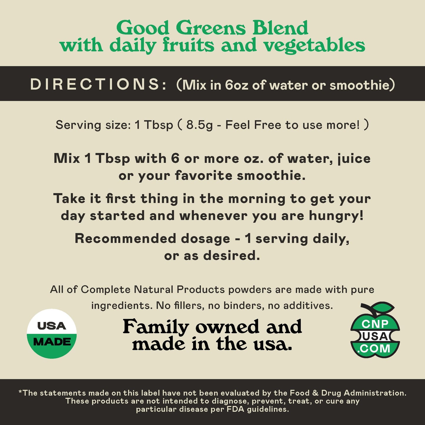 Complete Natural Products Good Greens Superfood Powder - The Healthy Greens Blend 10