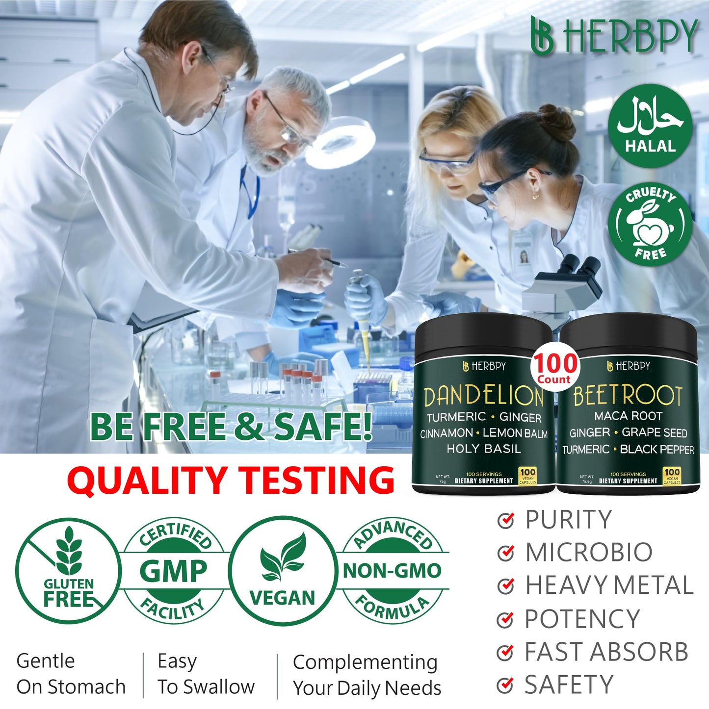 Herbpy 6in1 Dandelion Root Supplement & 6in1 Beet Root 200 Capsules