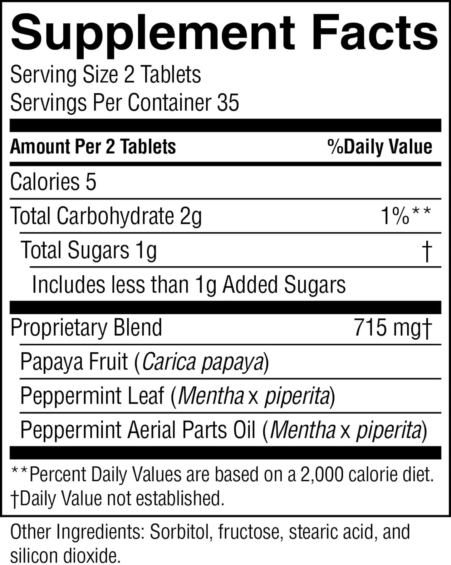 Nature's Sunshine Papaya Mint Chewable Tablets 70 Count