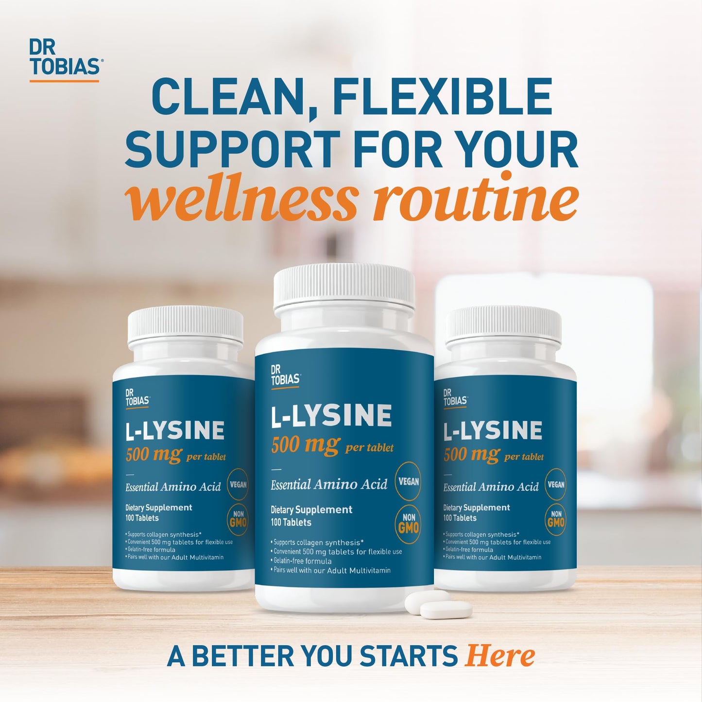 Dr. Tobias L-Lysine 500 mg Tablets, 100 Tablets