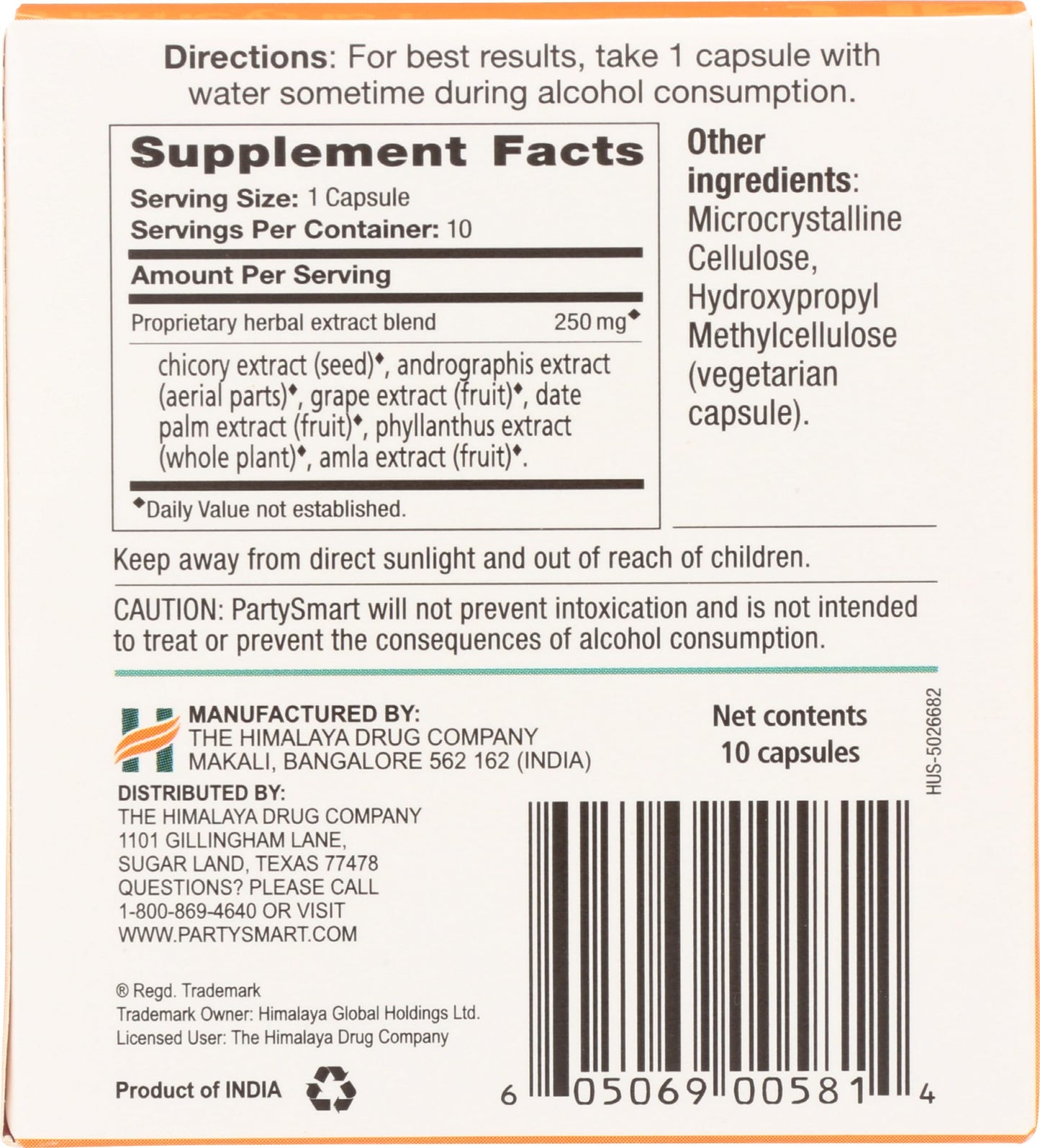 Himalaya PartySmart Veggie Capsule 10-Count