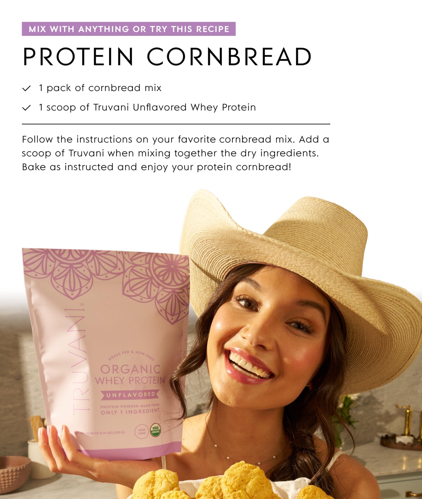 Truvani Organic Whey Protein Powder 0.91 oz