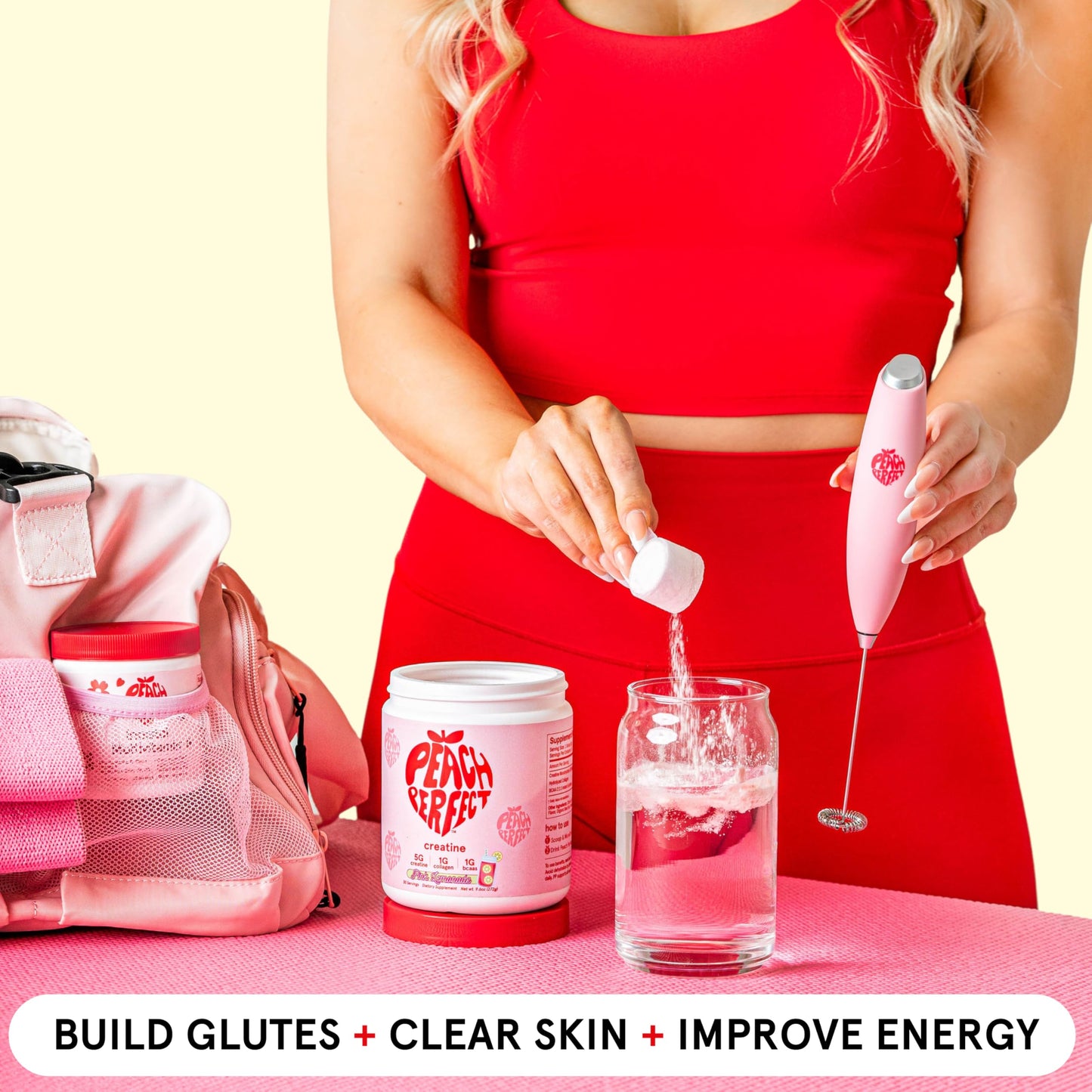 Peach Perfect Creatine for Women – Micronized Creatine Monohydrate Powder with BCAA & Collagen for Glute Strength Support, Boost Energy, Focus, Strength, and Endurance – Strawberry Acai, 9.5 Ounce