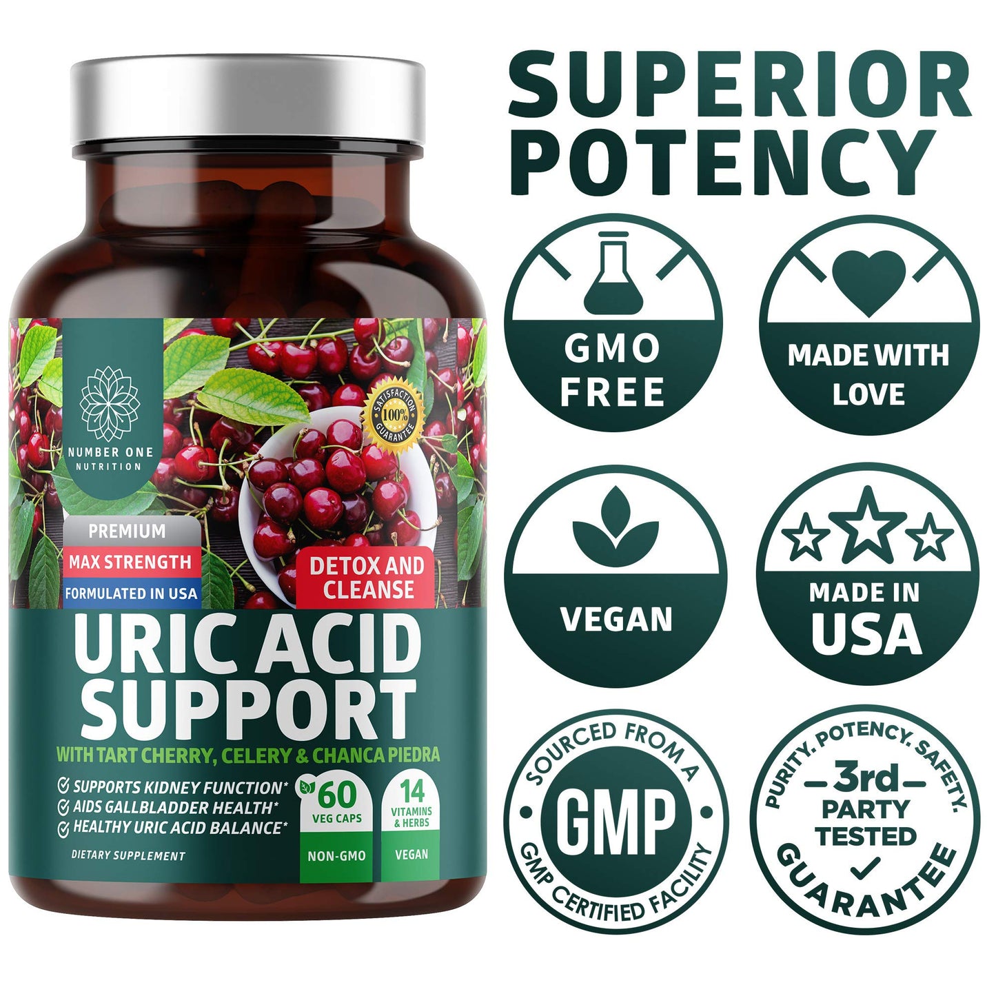Number One Nutrition Uric Acid Support Supplement 60 Capsules