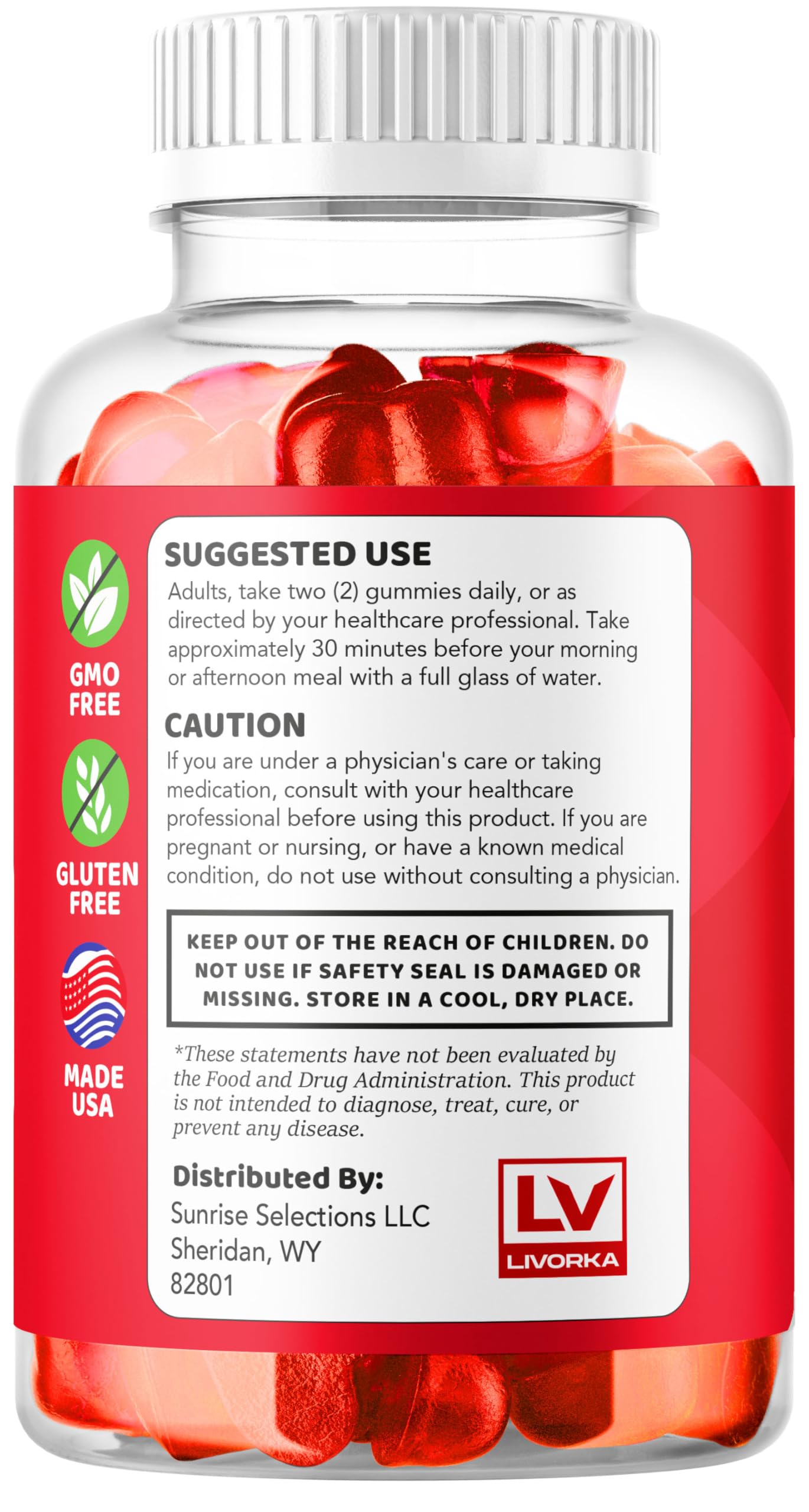 LIVORKA SugarControl Keto Gummies Apple Cider Vinegar, 120 Gummies