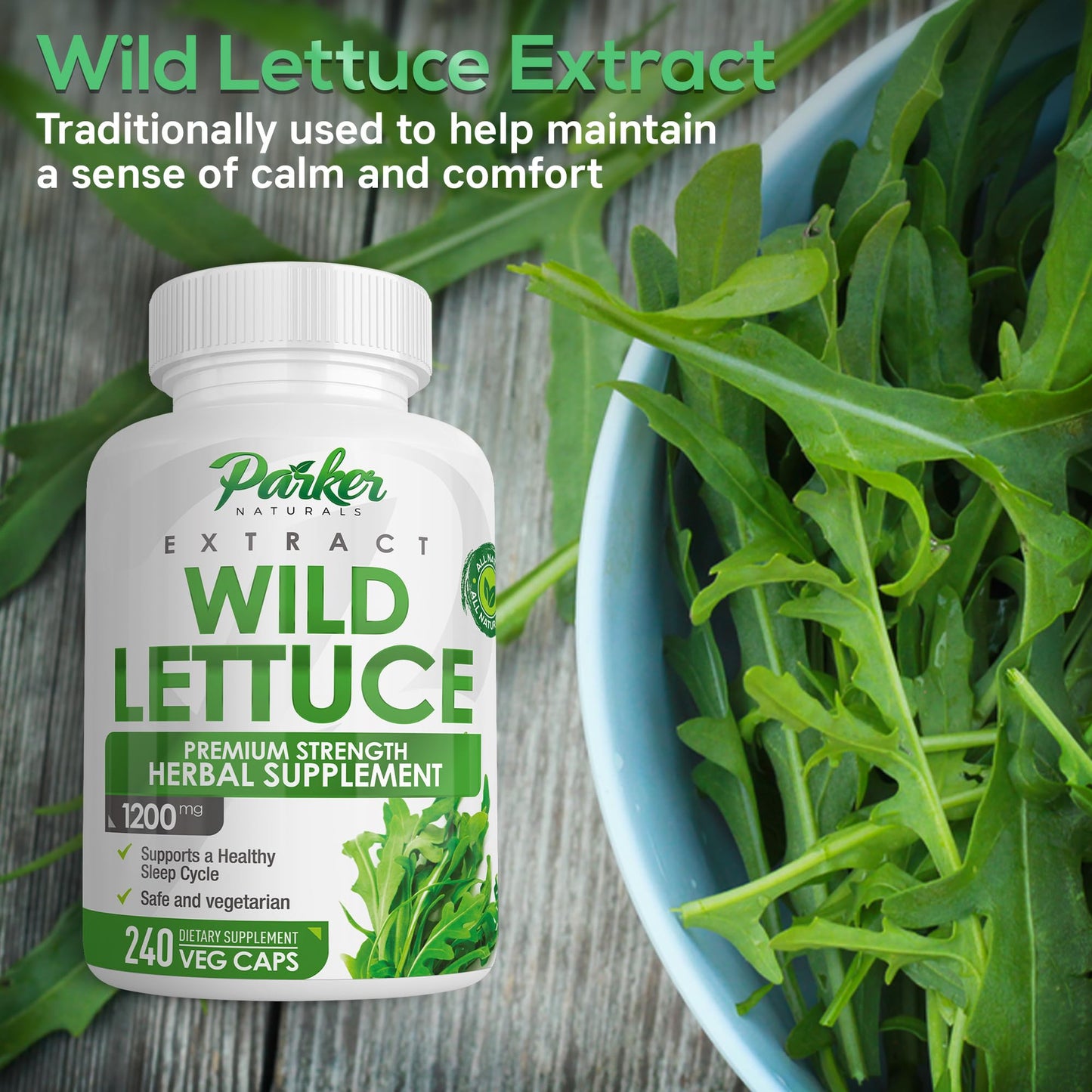 Parker Naturals Wild Lettuce Extract Herbal Sleep Supplement Capsules, 240 Count