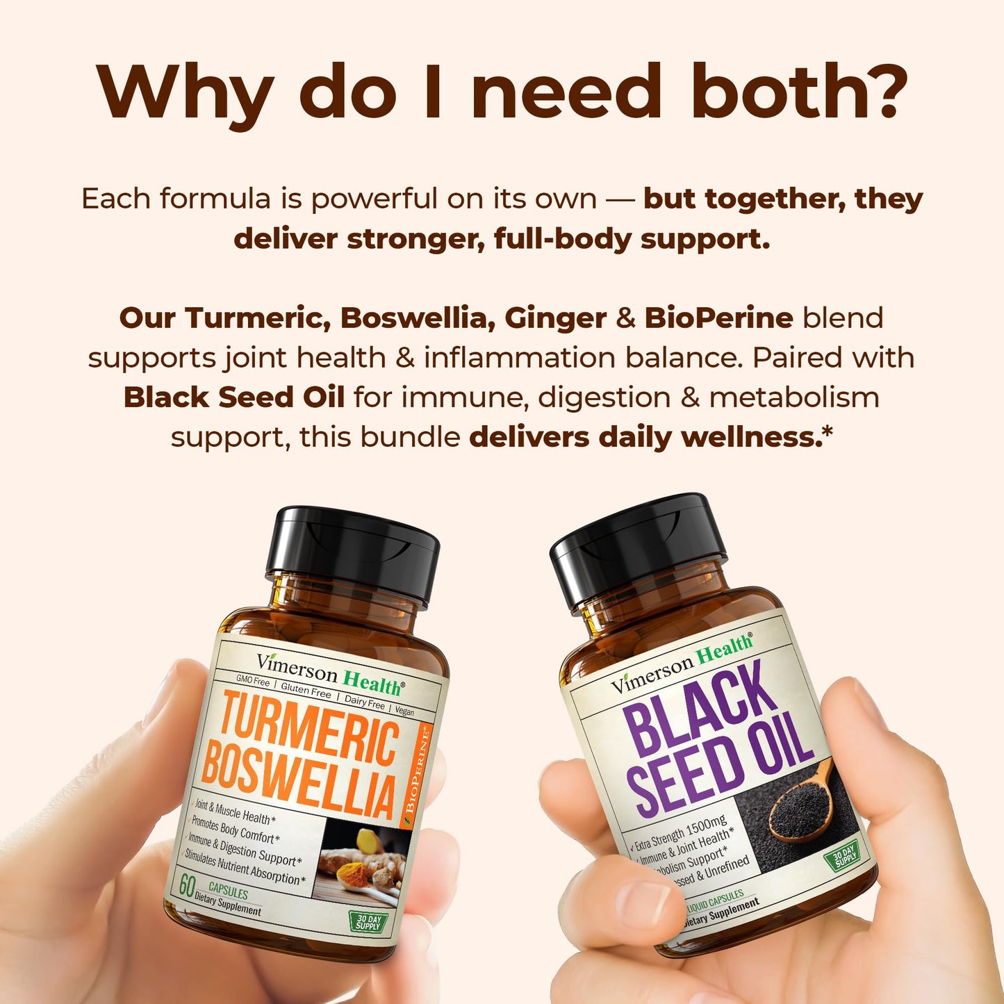 Vimerson Health Boswellia Turmeric Curcumin + Black Seed Oil Capsules Bundle, 150 Capsules