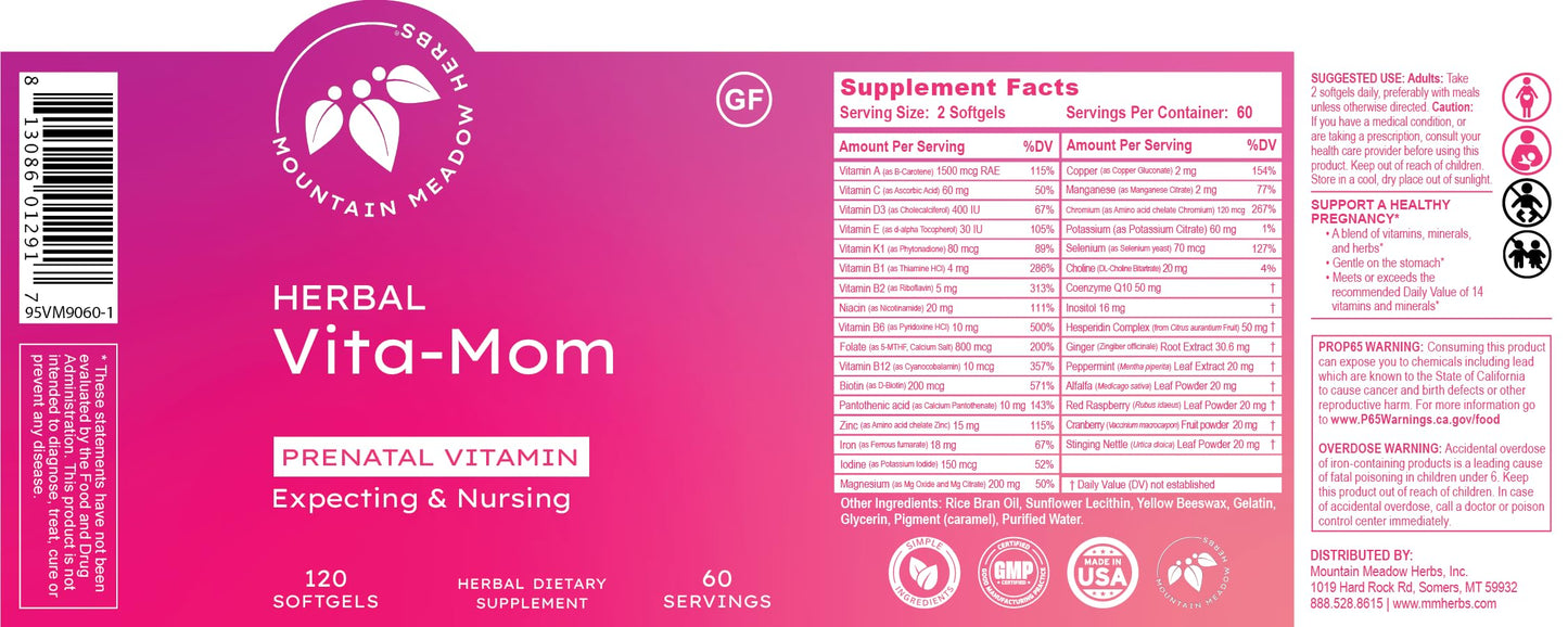 Mountain Meadow Herbs Vita-MOM Prenatal Vitamins Softgel 120