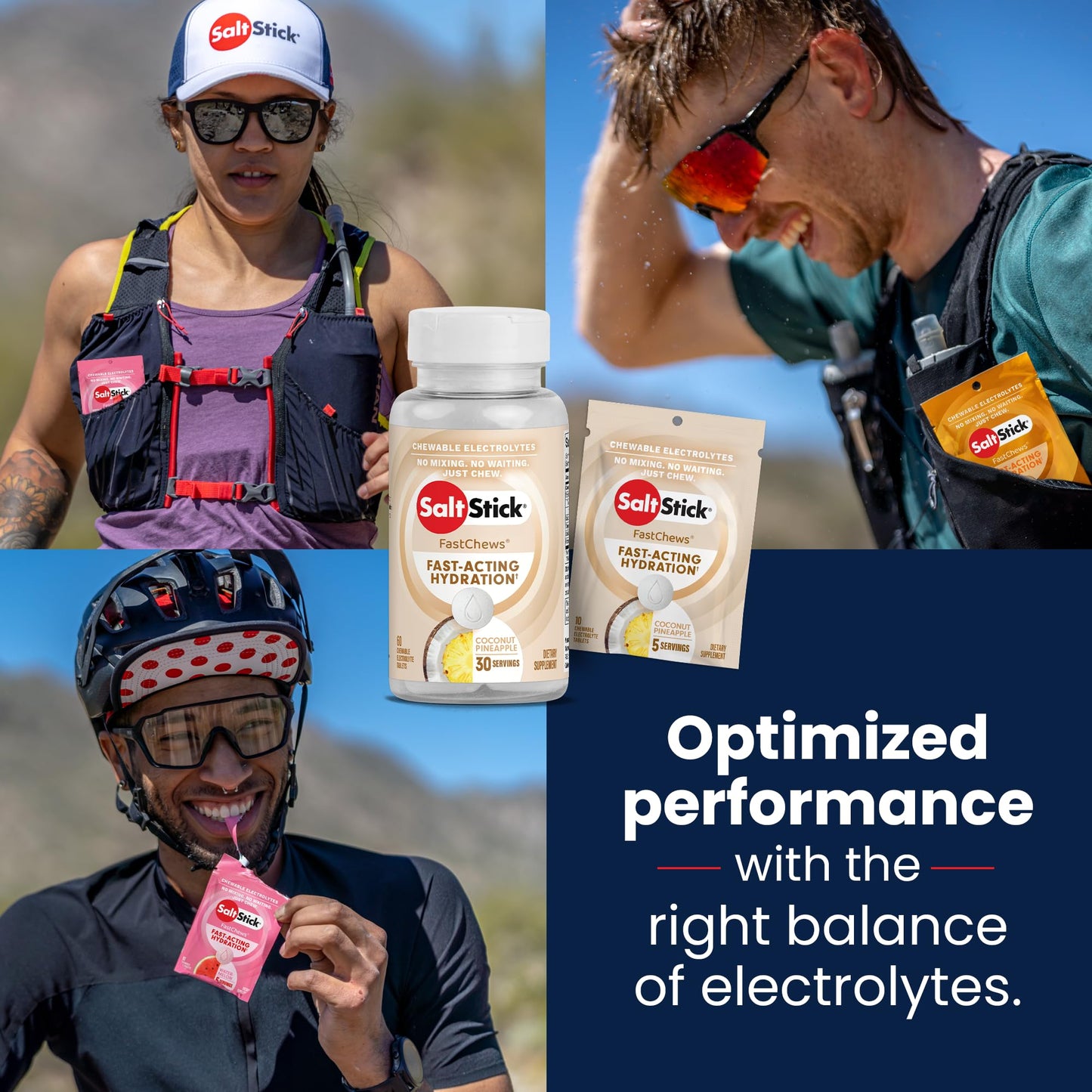SaltStick Electrolyte FastChews Chewable Tablets, 60 Count