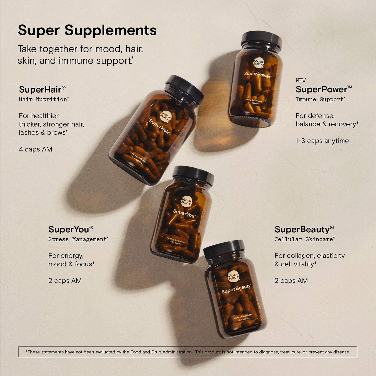 Moon Juice Superpower Immune Supplement Vitamin C, D, Zinc & Reishi Capsules, 30 Count