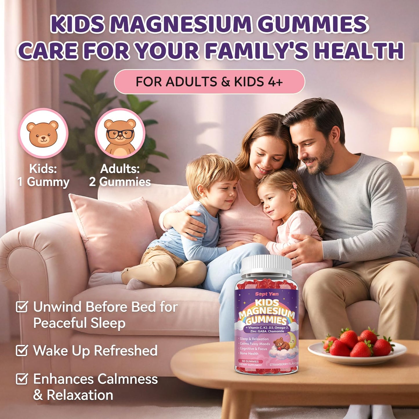 SEPT YAN Magnesium Calming Gummies, 120 Count