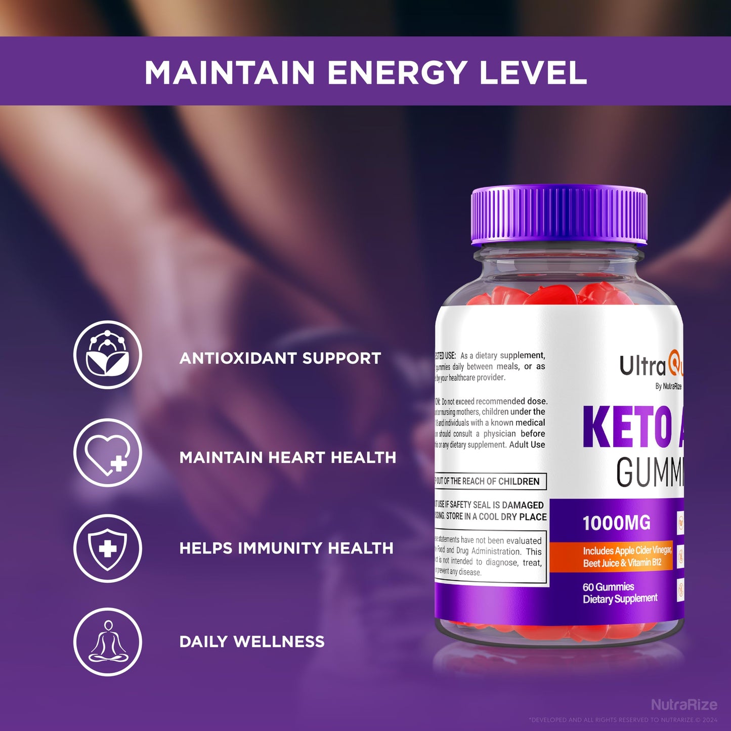 NutraRize Ultra Quick Keto ACV Gummies, 180 Gummies