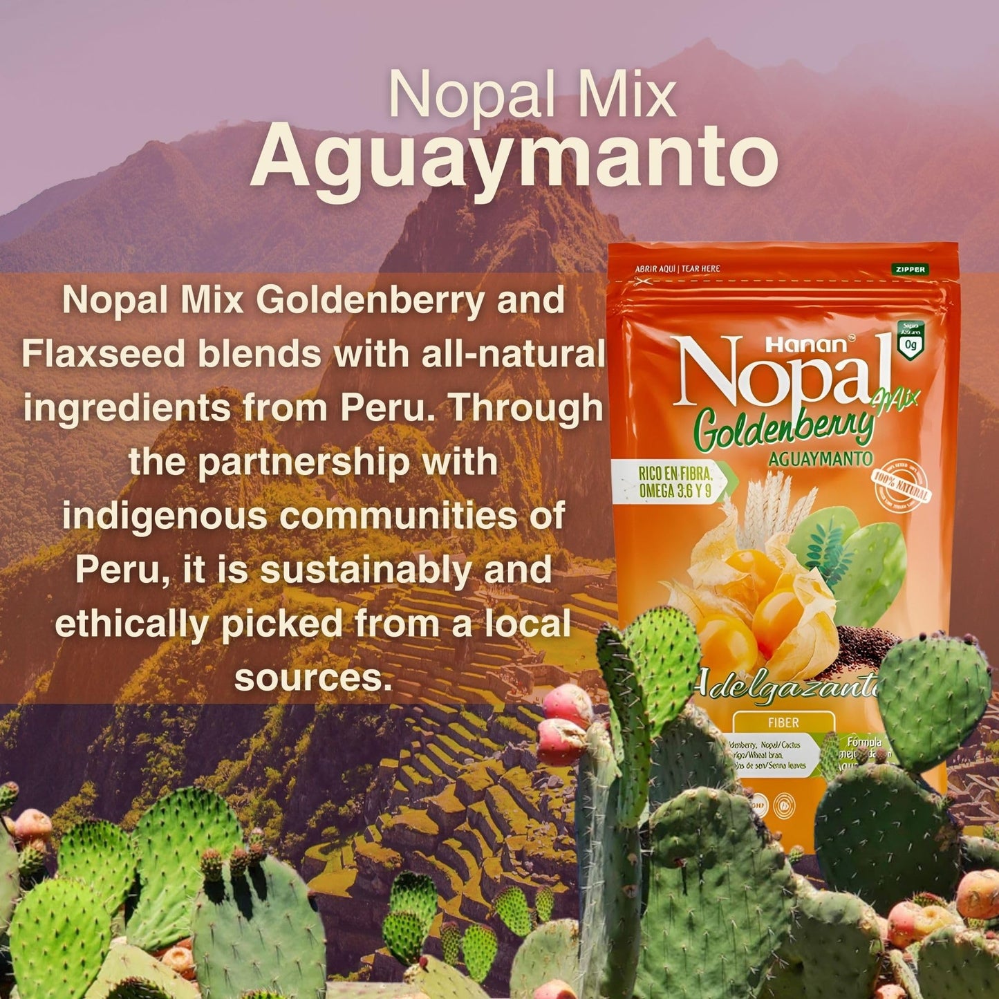 Hanan Nopal Mix Aguaymanto Powder 16 Ounce