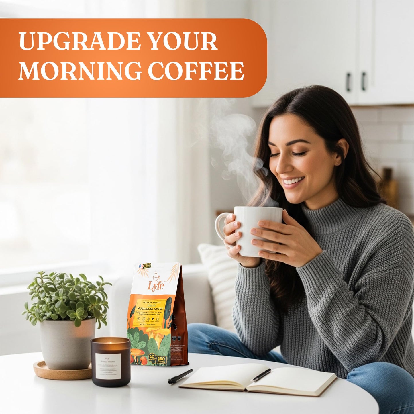 LYFE Organic Instant Decaf Mushroom Coffee Powder 9.17 oz