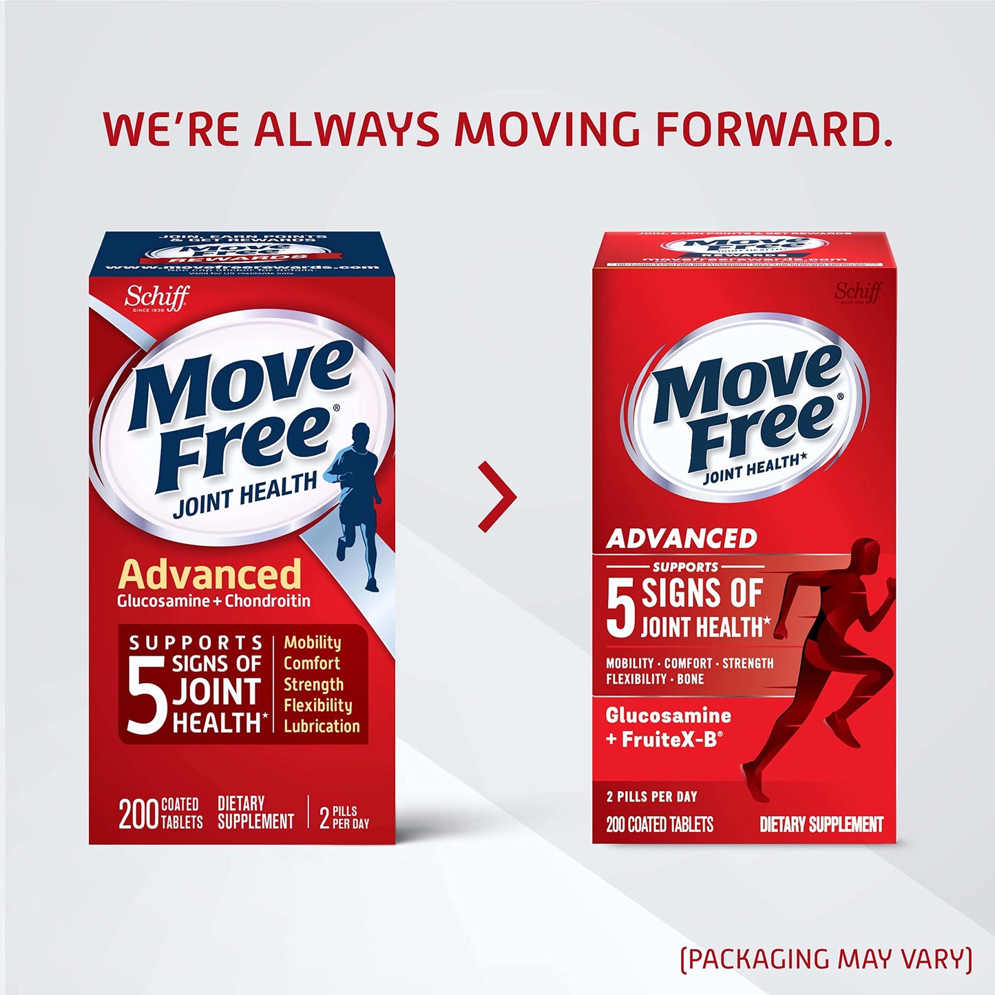 Move Free Advanced Glucosamine Chondroitin + Calcium Fructoborate Joint Support Supplement Tablets, 200 Tablets