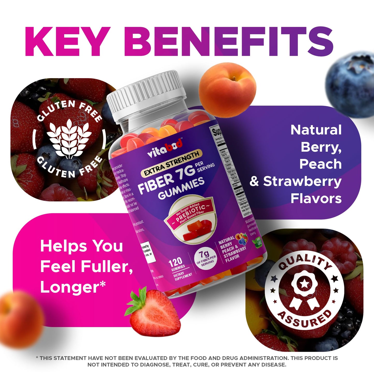 Vitabod Fiber Gummies 7G Per Serving, 120 Gummies