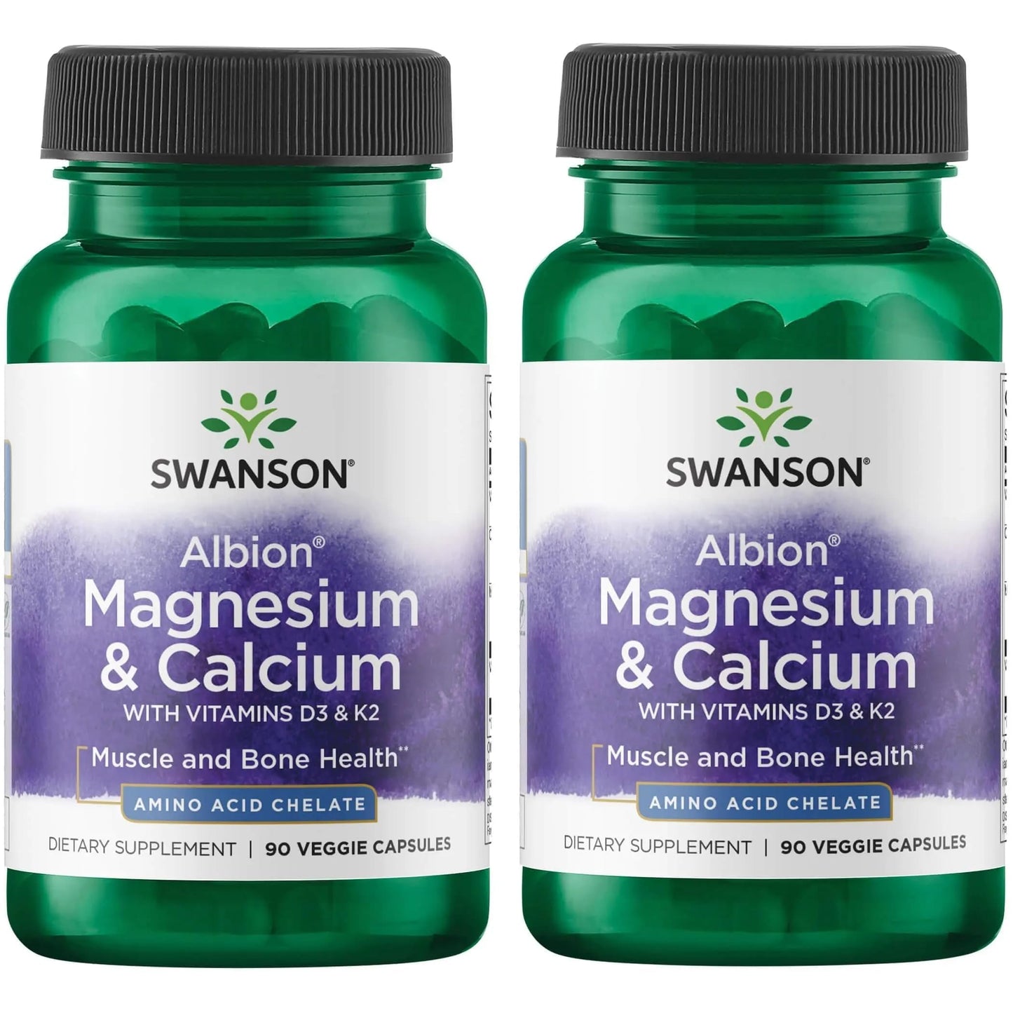 Swanson Albion Chelated Magnesium and Calcium 2:1 Veg Capsules, 180 Capsules