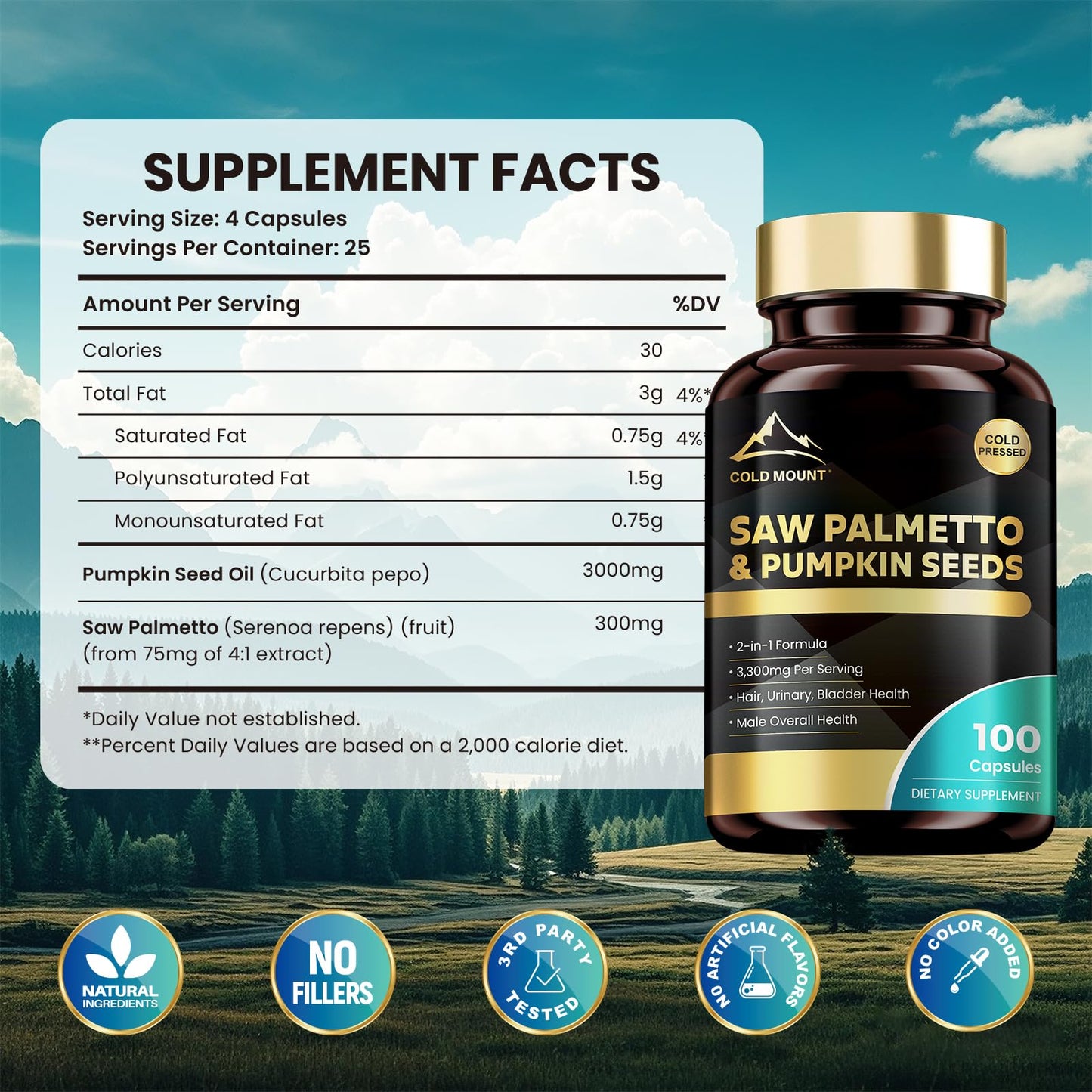 MEGNETA Saw Palmetto & Pumpkin Seed Oil 200 Capsules