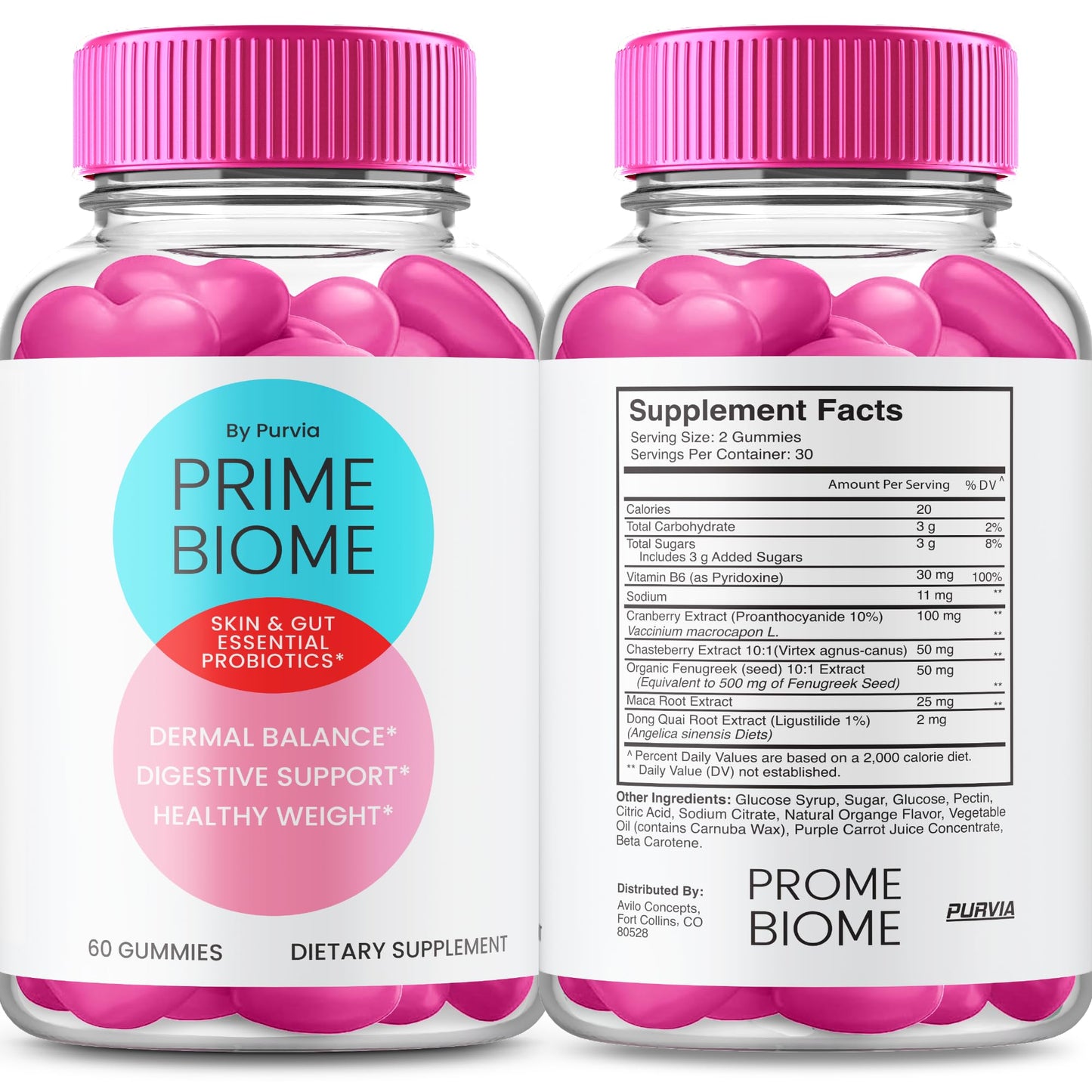 Purvia Prime Biome Gummies 120 Count
