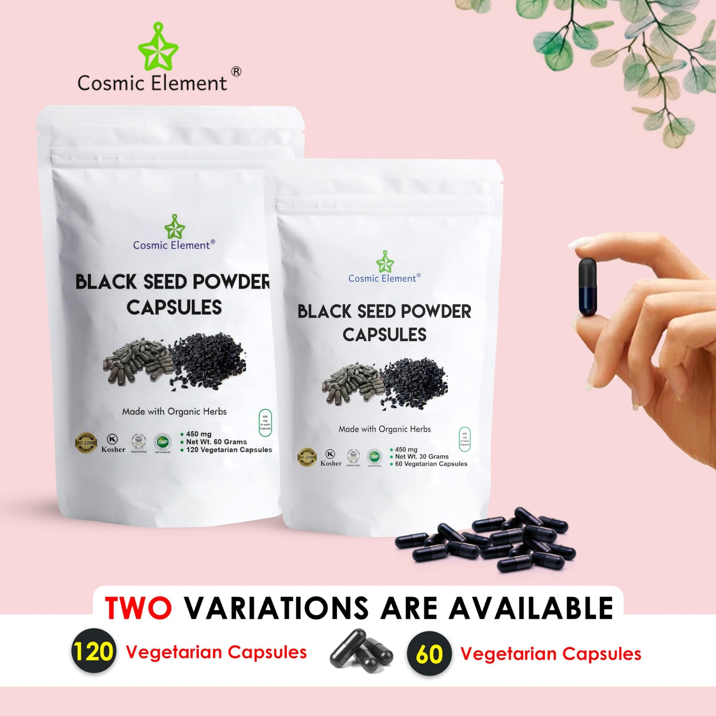 Cosmic Element Black Seed Powder, 60 Capsules