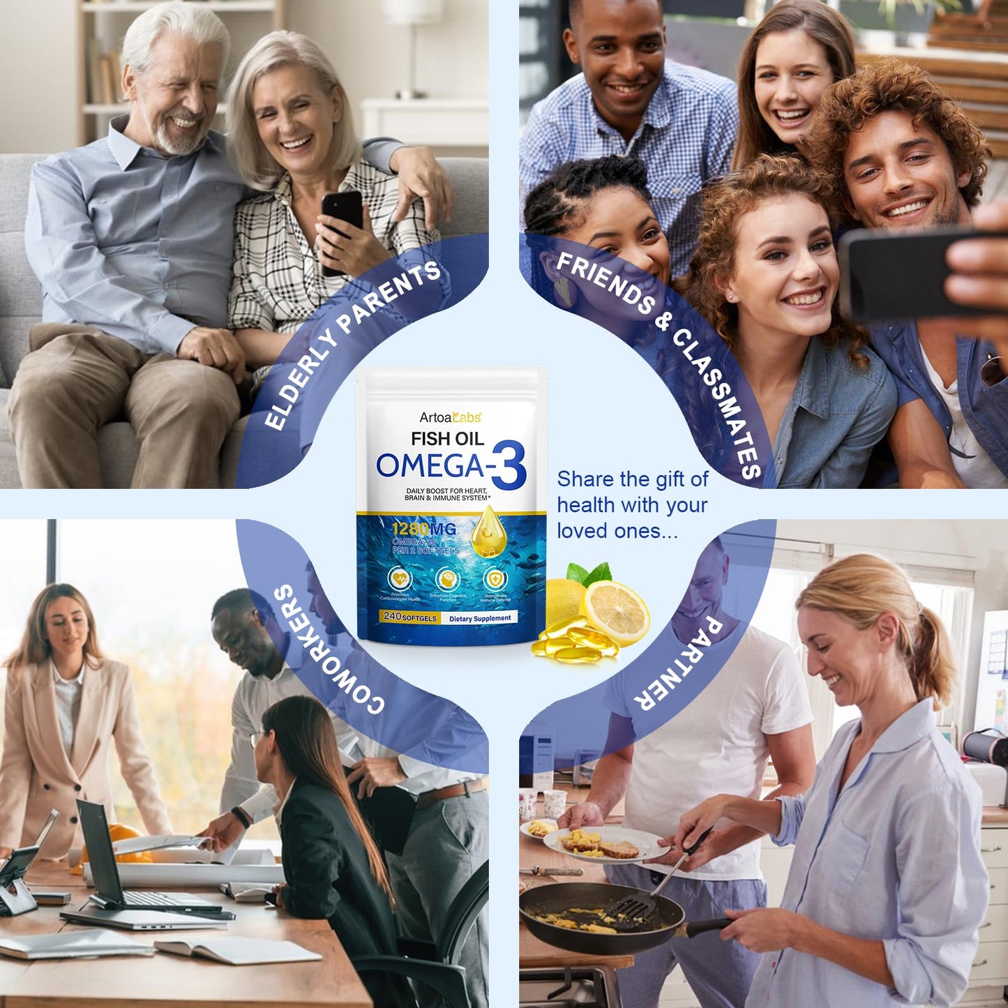 FUKEVY Omega 3 Fish Oil Capsules 240 Count