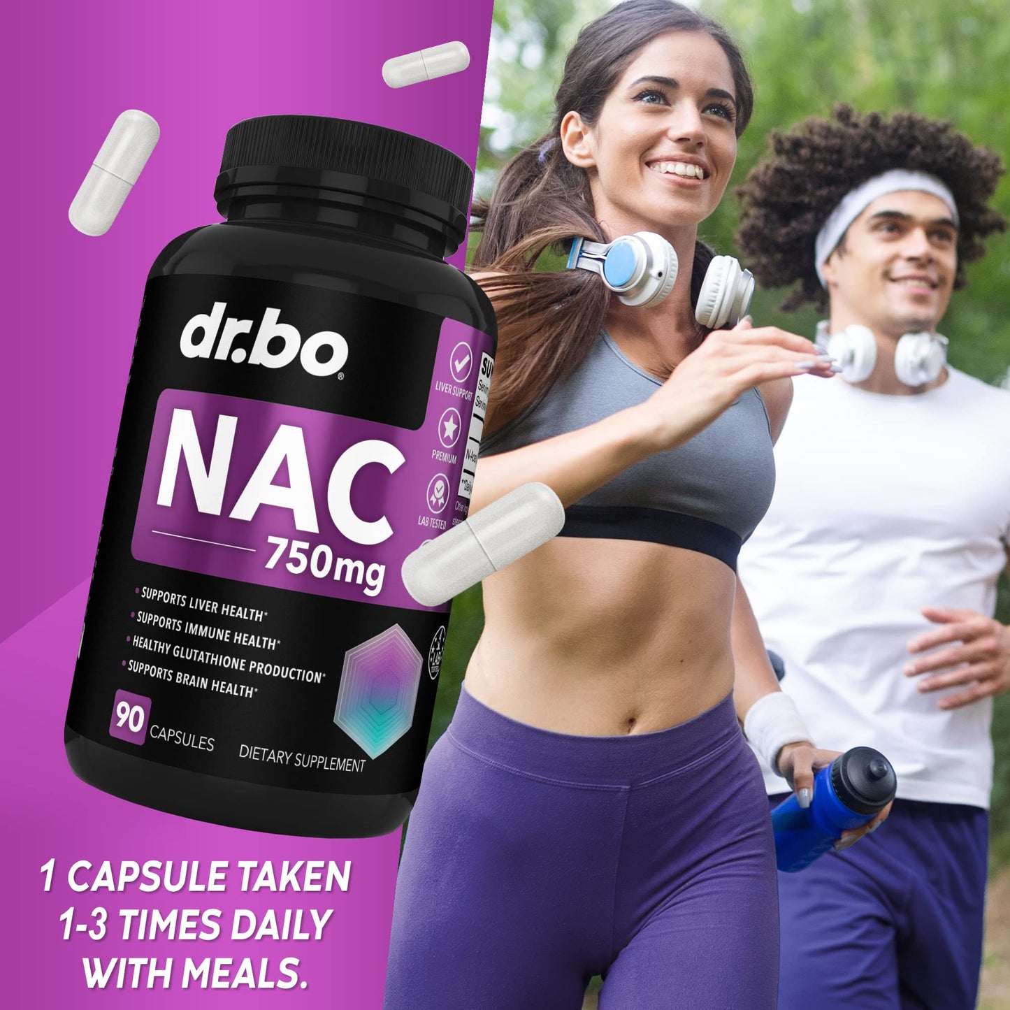 DR. BO NAC Supplement N-Acetyl Cysteine Capsules - 750mg, 90 Capsules