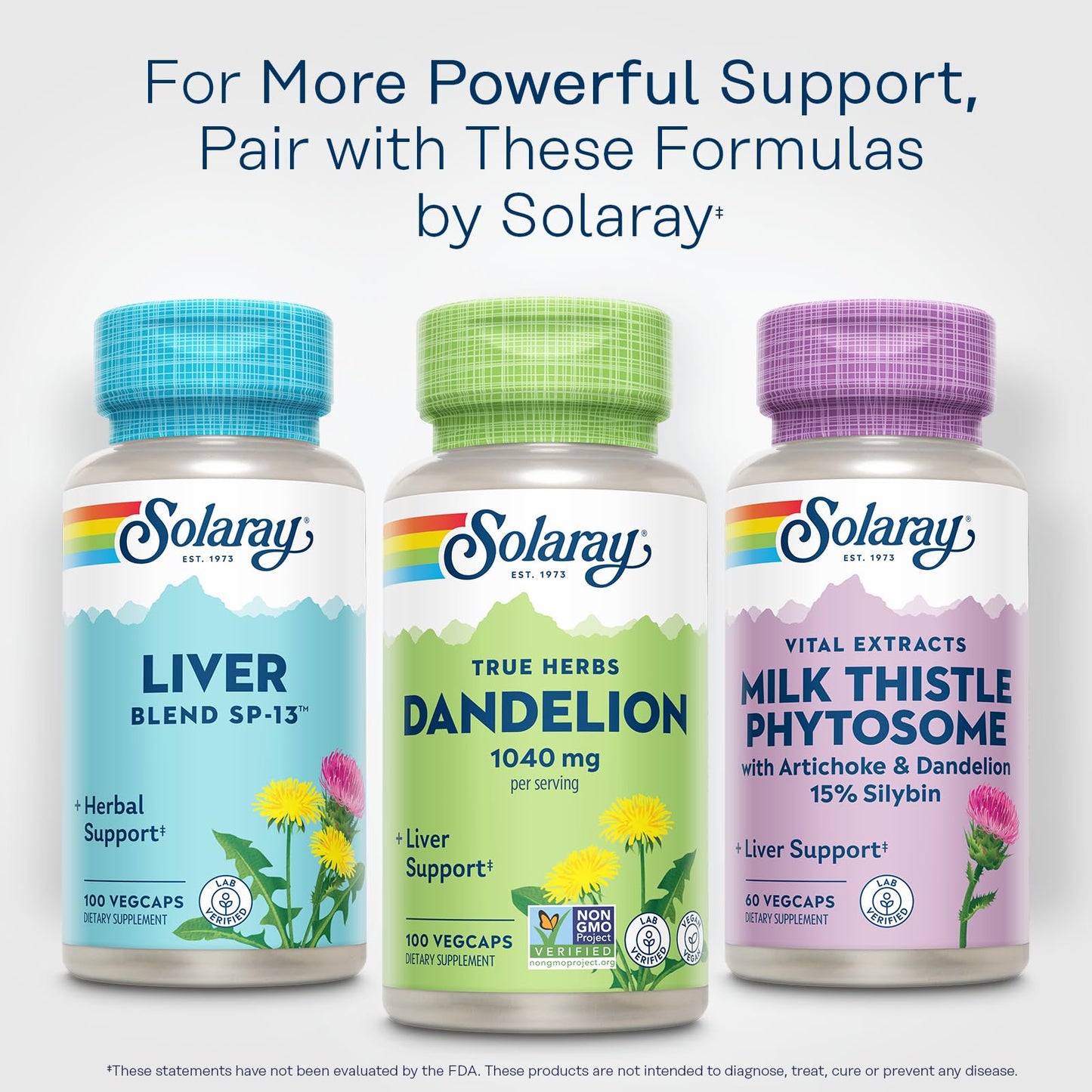 SOLARAY Dandelion Root Supplement Capsules 100 VegCaps