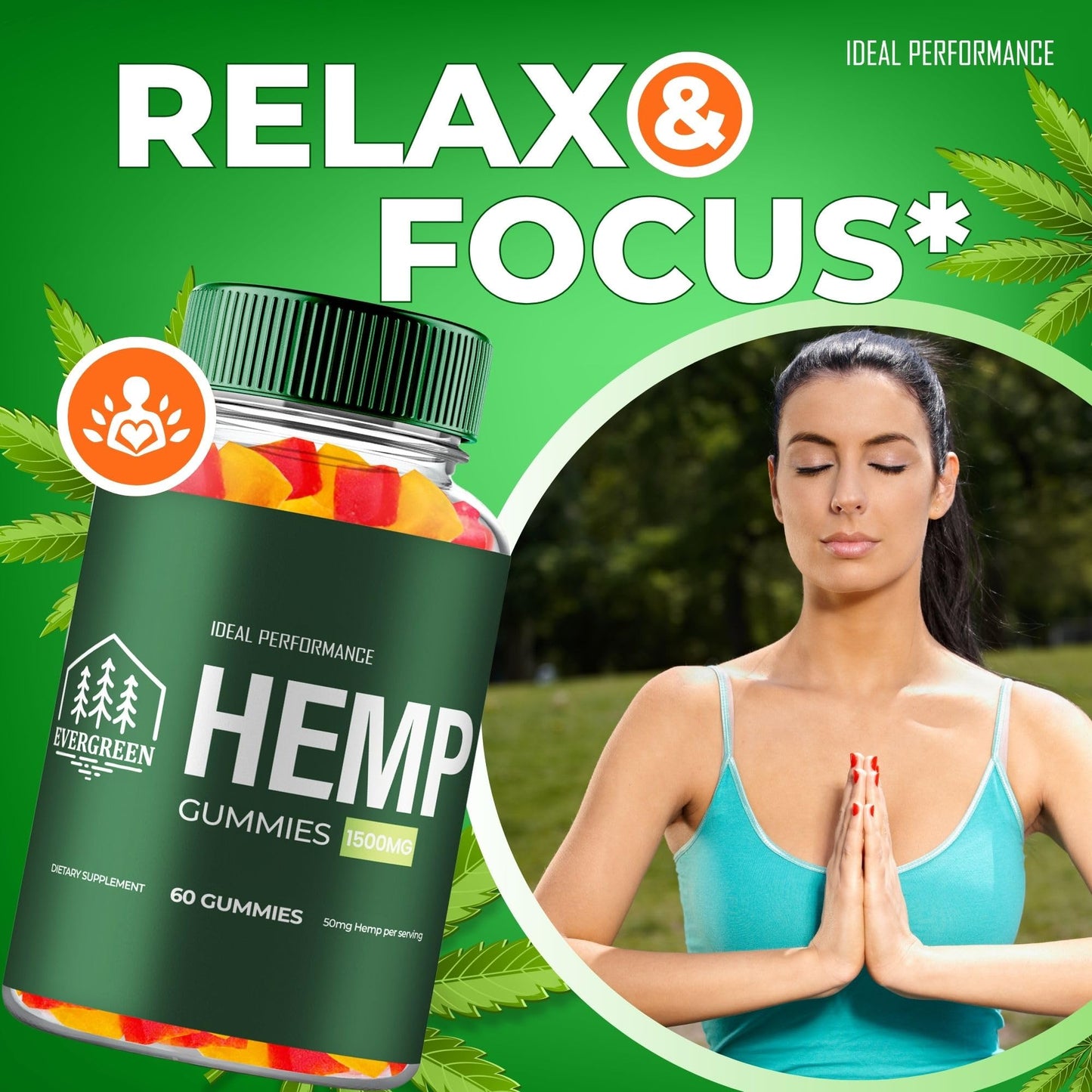 IDEAL PERFORMANCE Evergreen Hemp Gummies Gummy, 180 Count