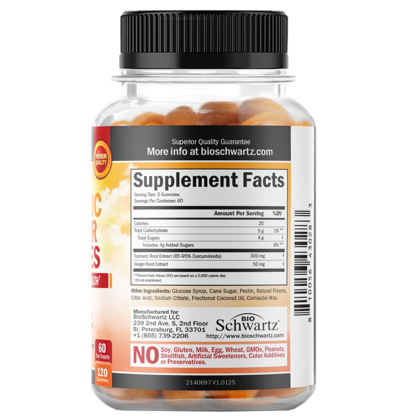 BioSchwartz Turmeric Curcumin with Ginger Gummies, 120 Count