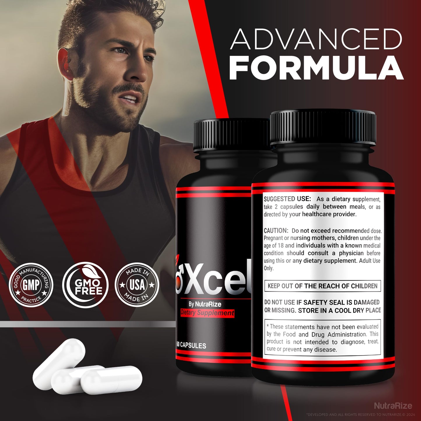 NutraRize EroXcel Male Capsules, 180 Capsules