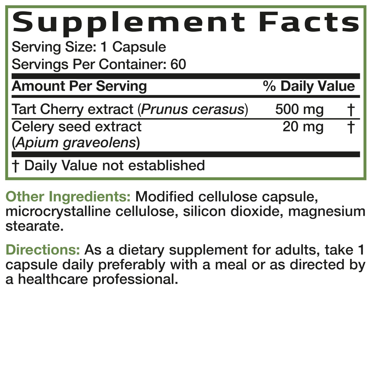 Bronson Tart Cherry Extract + Celery Seed Capsules, 60 Capsules