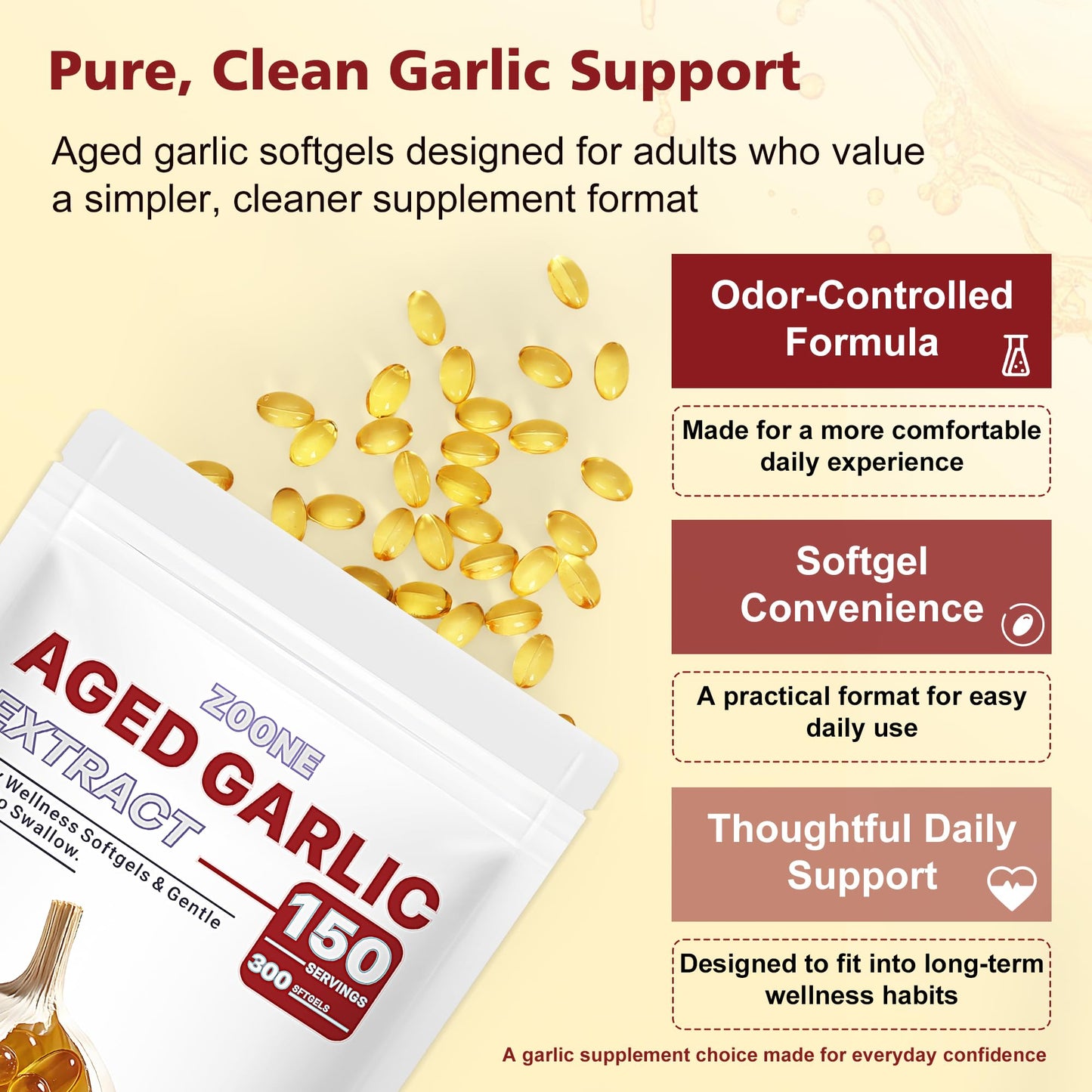Zoone Aged Garlic Extract Softgels, 300 Count