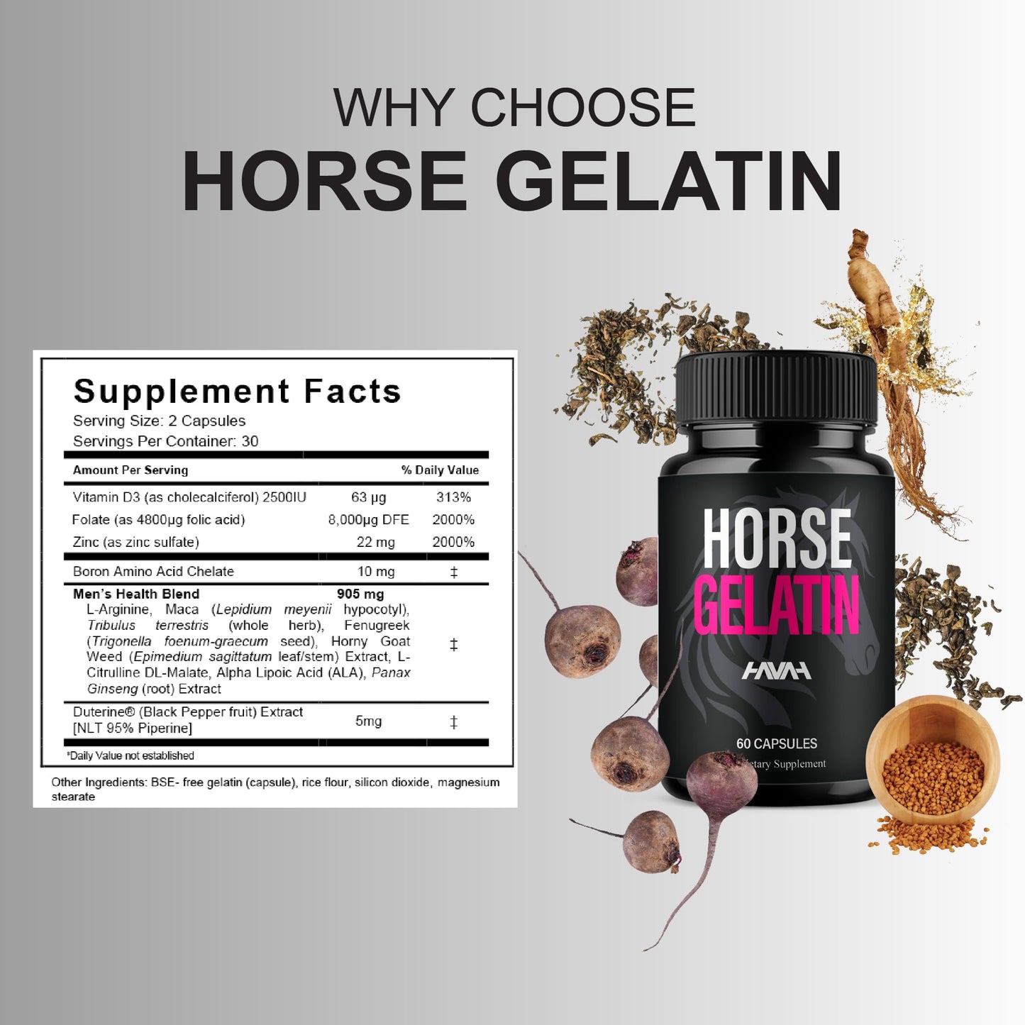 Havah Horse Gelatin Advanced Overall Support Capsules, 60 Count