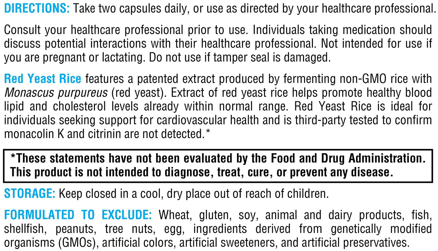 XYMOGEN Red Yeast Rice 60 Capsules