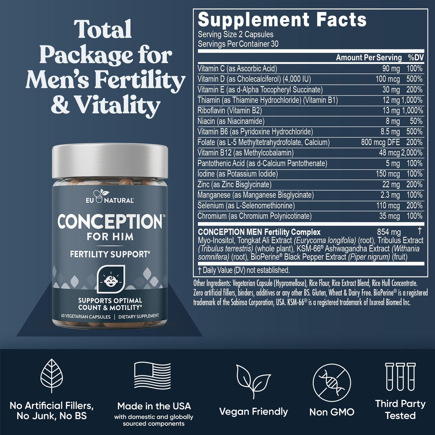 Eu Natural Conception for Her & Conception for Him Bundle Capsules, 120 Count