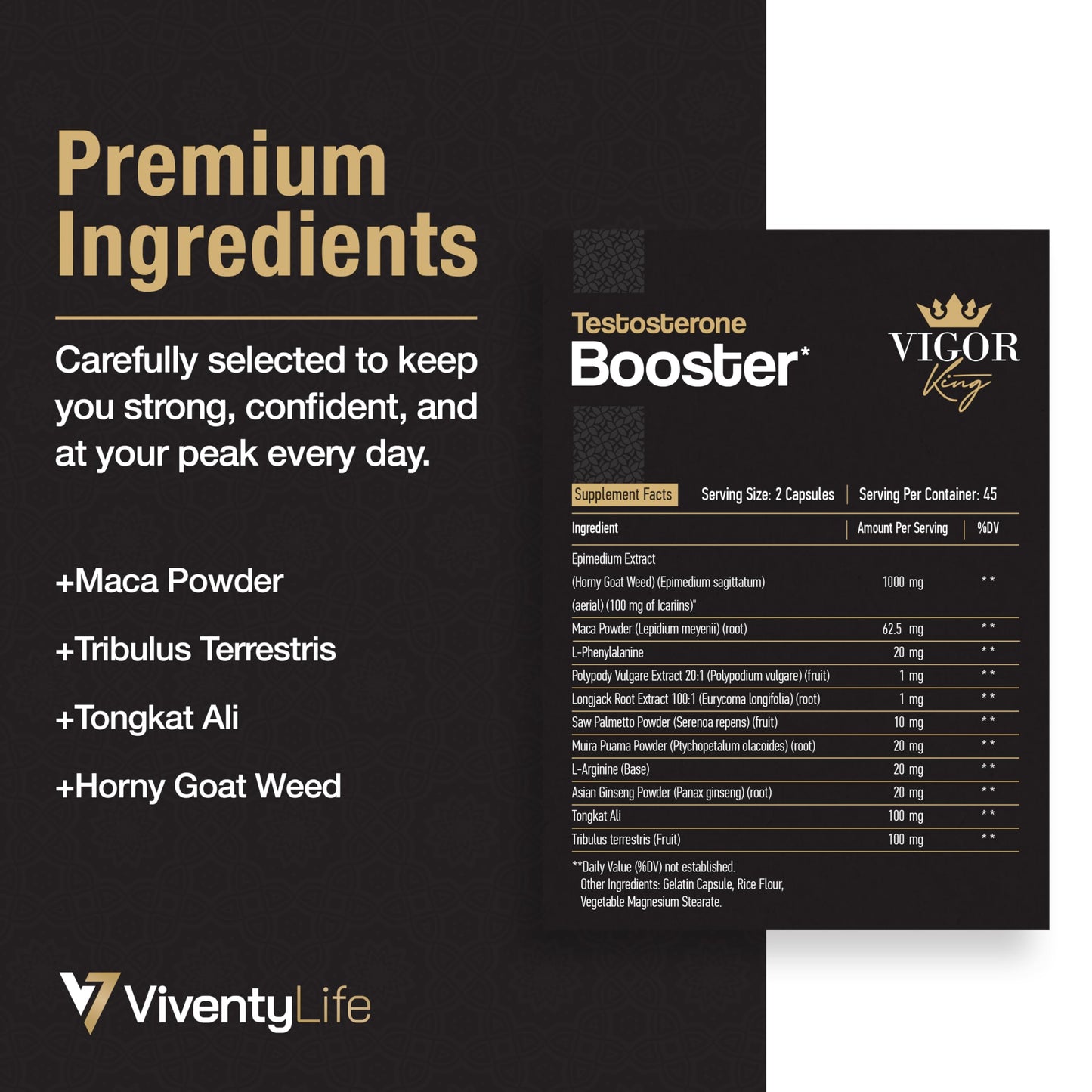 ViventyLife Testosterone Booster Supplement for Men Capsule, 90 Capsules