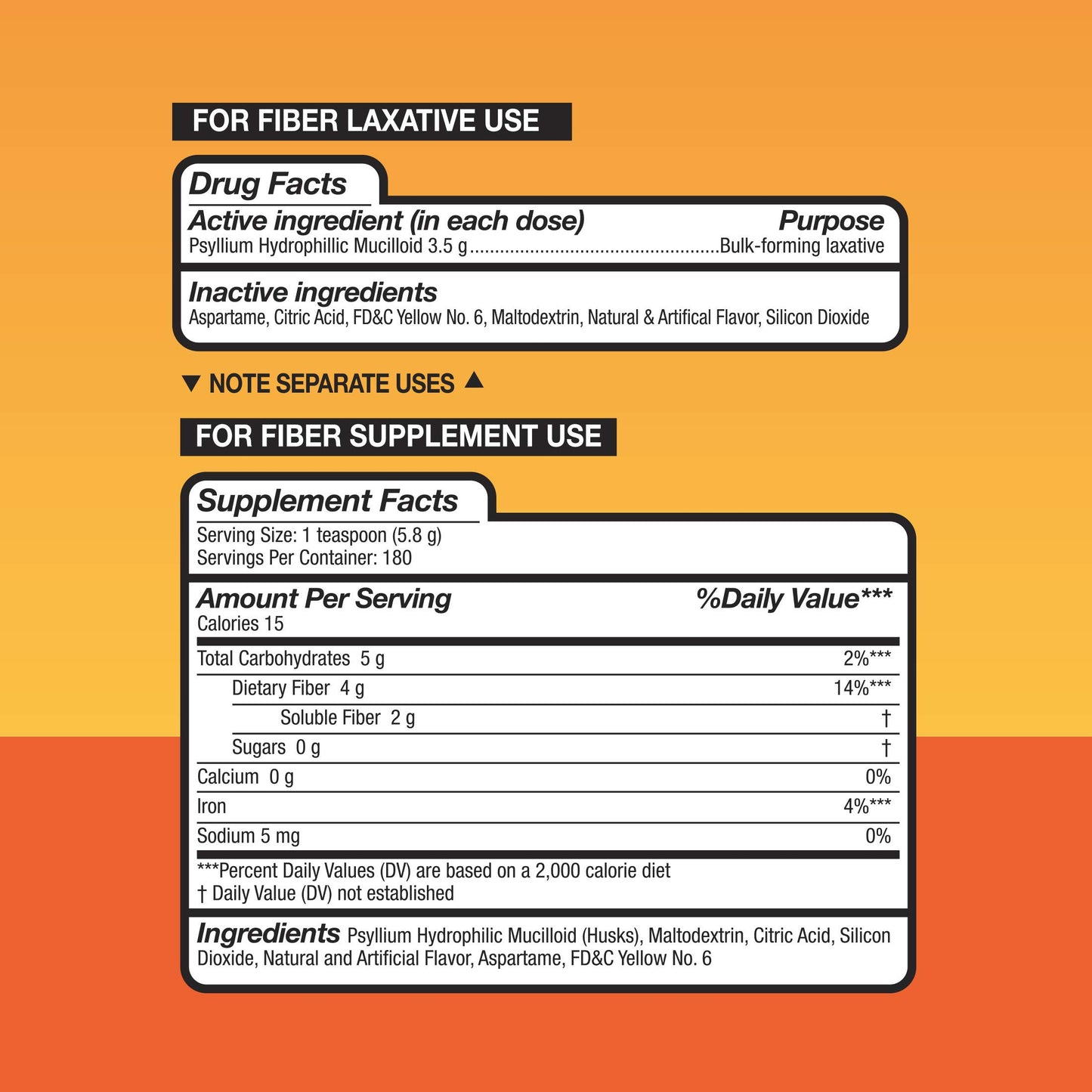Equate Fiber Therapy Powder 36.8 oz, 180 Servings